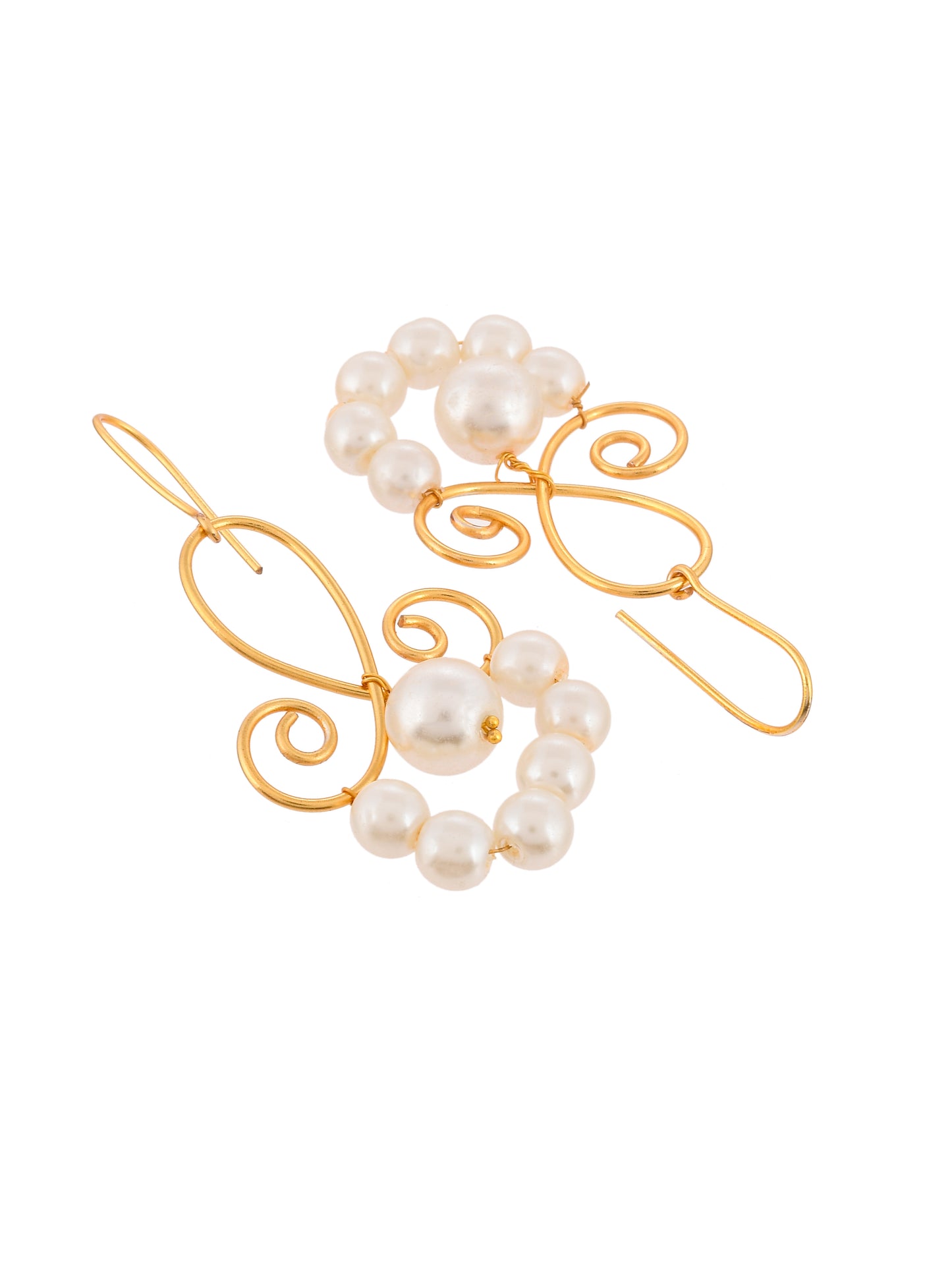 Gold Plated Pearl Beaded Drop Earrings