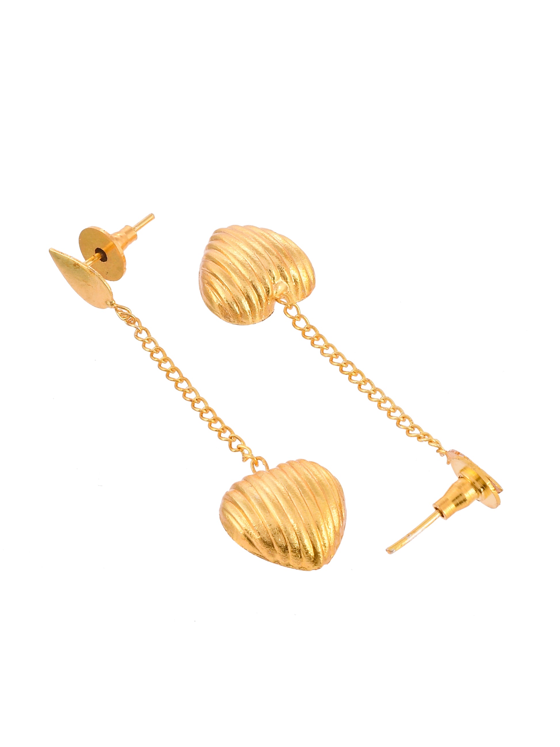 Gold Plated Handcrafted Heart Chain Earrings