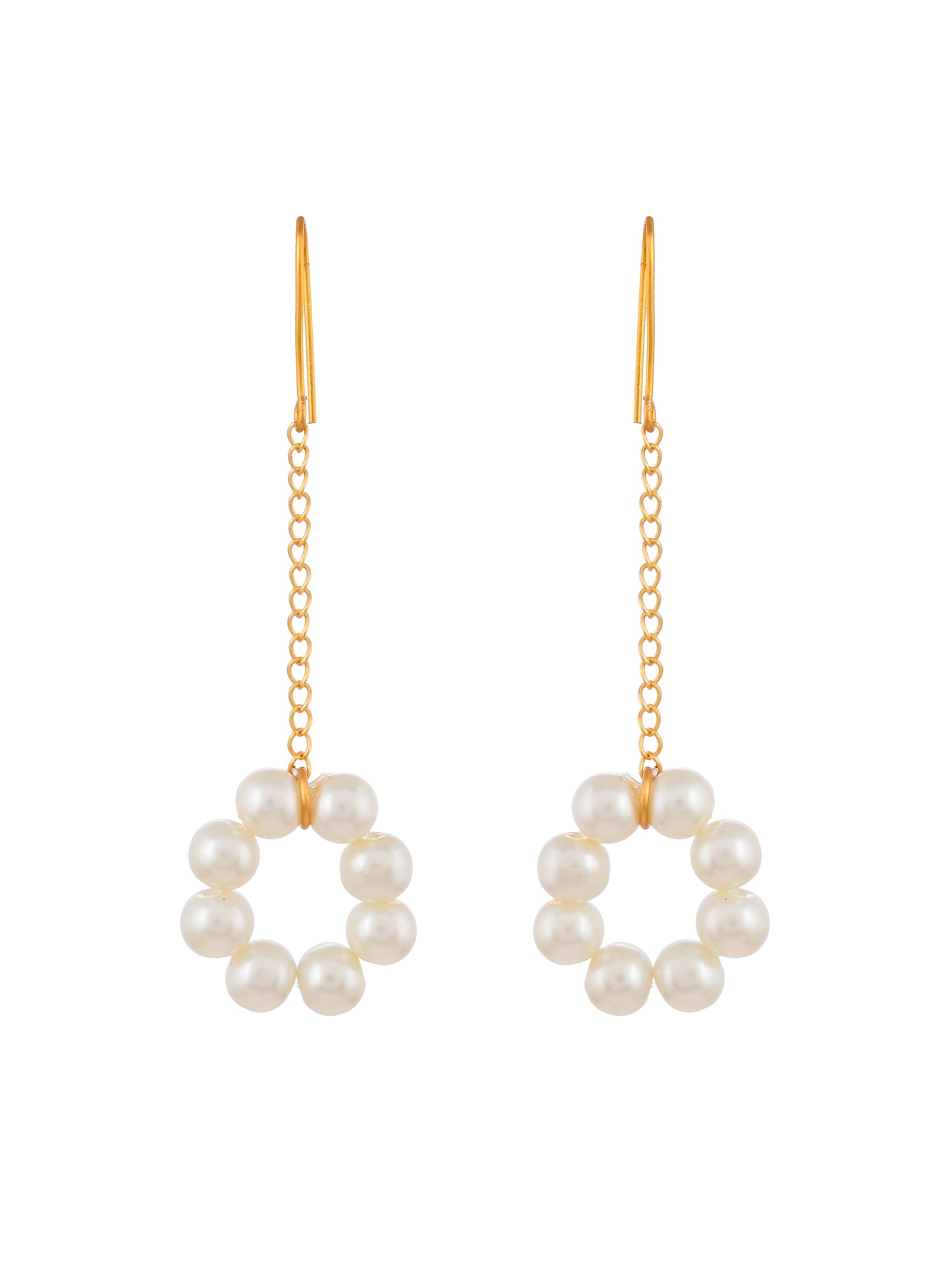 Gold Plated Pearl Chain Drop Earrings