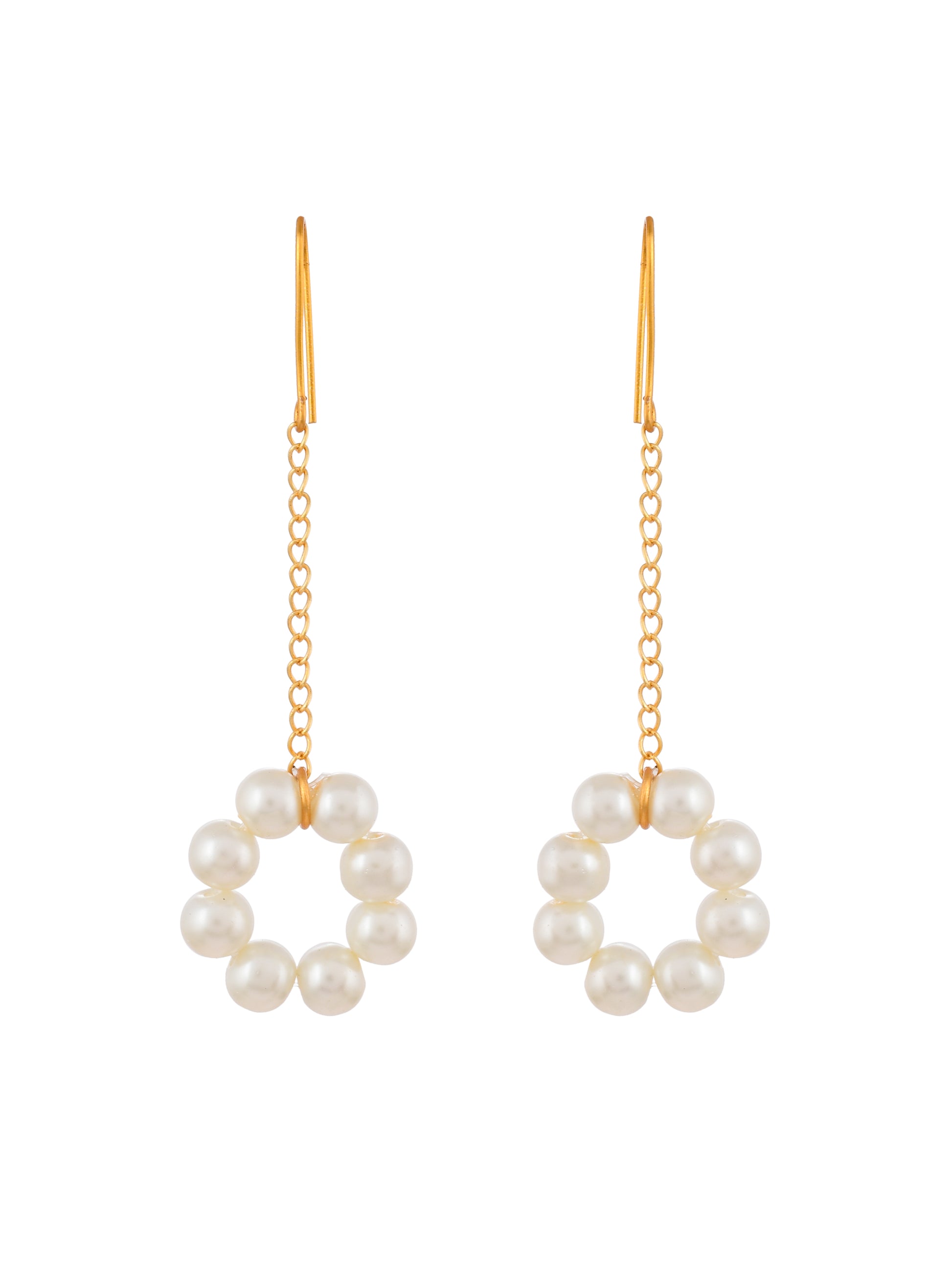 Gold Plated Pearl Chain Drop Earrings