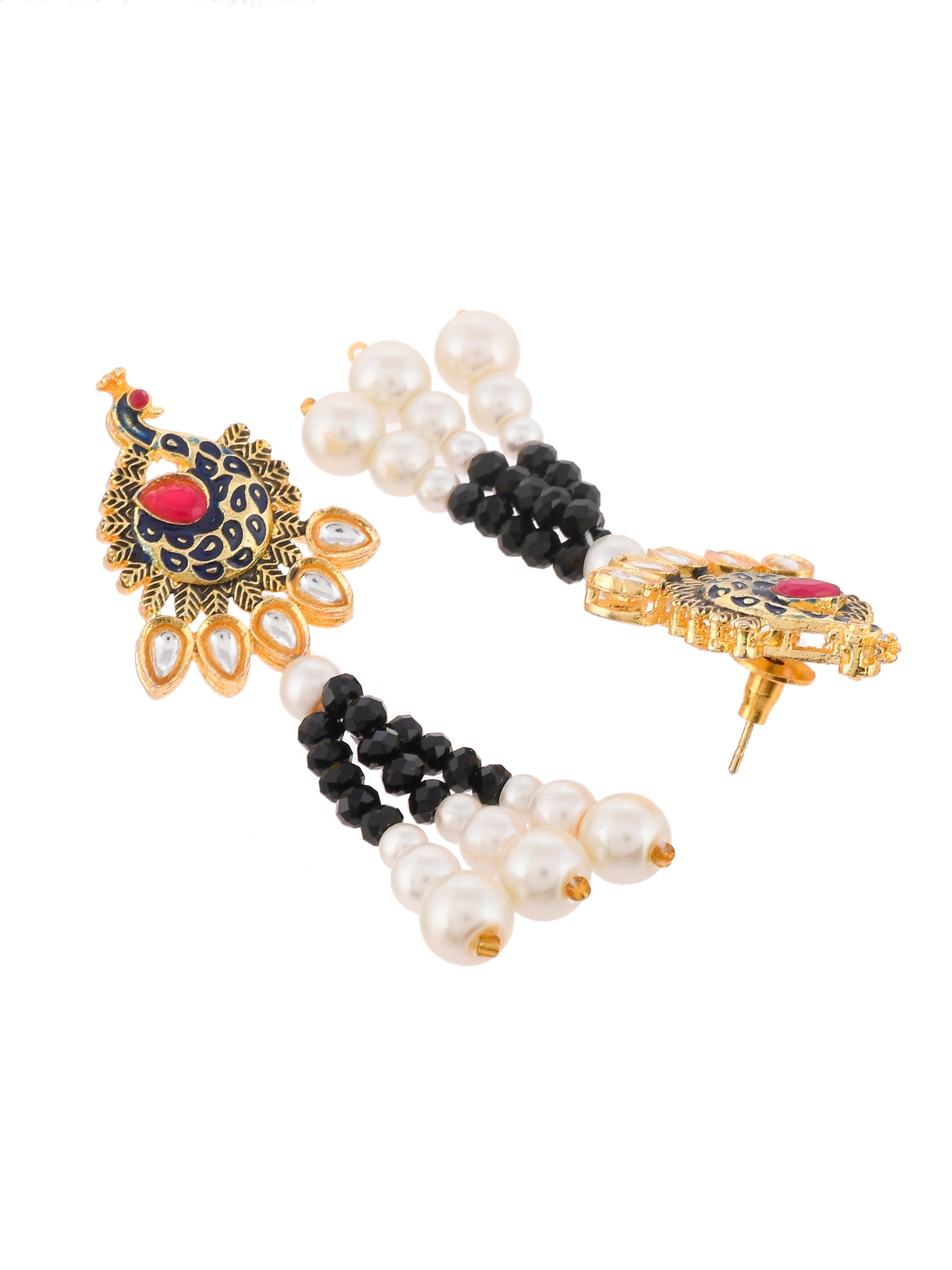 Gold Plated Peacock Long Layered Heavy Ethnic Jewellery Set