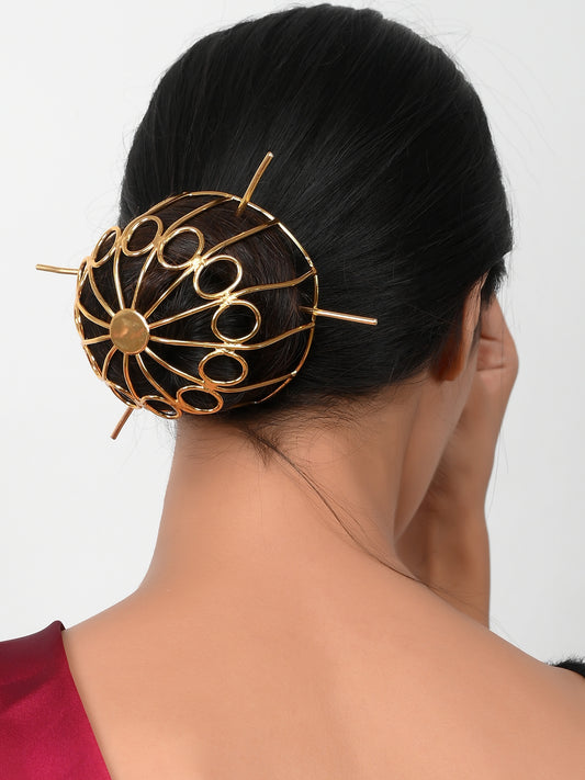 Designer Gold Plated Juda Bun Cover Hair Accessory for Women Online