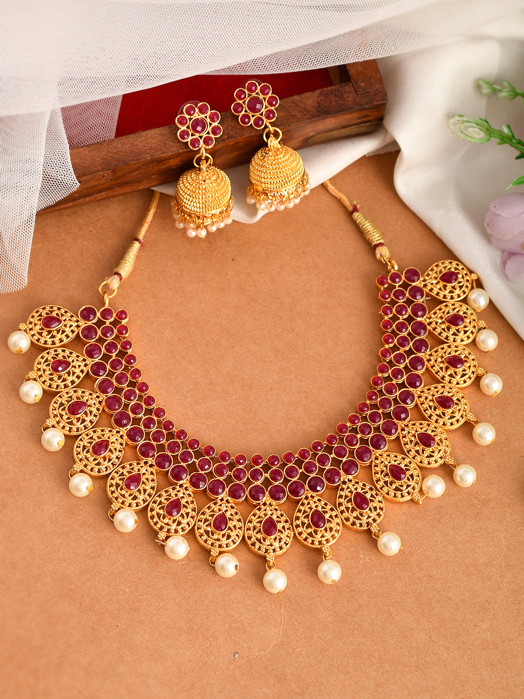 Gold Plated Ethnic Pearl Jewellery Set