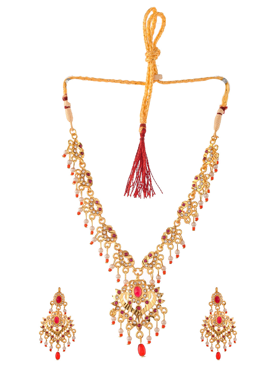 Gold Plated Cz Ethnic Jewellery Set
