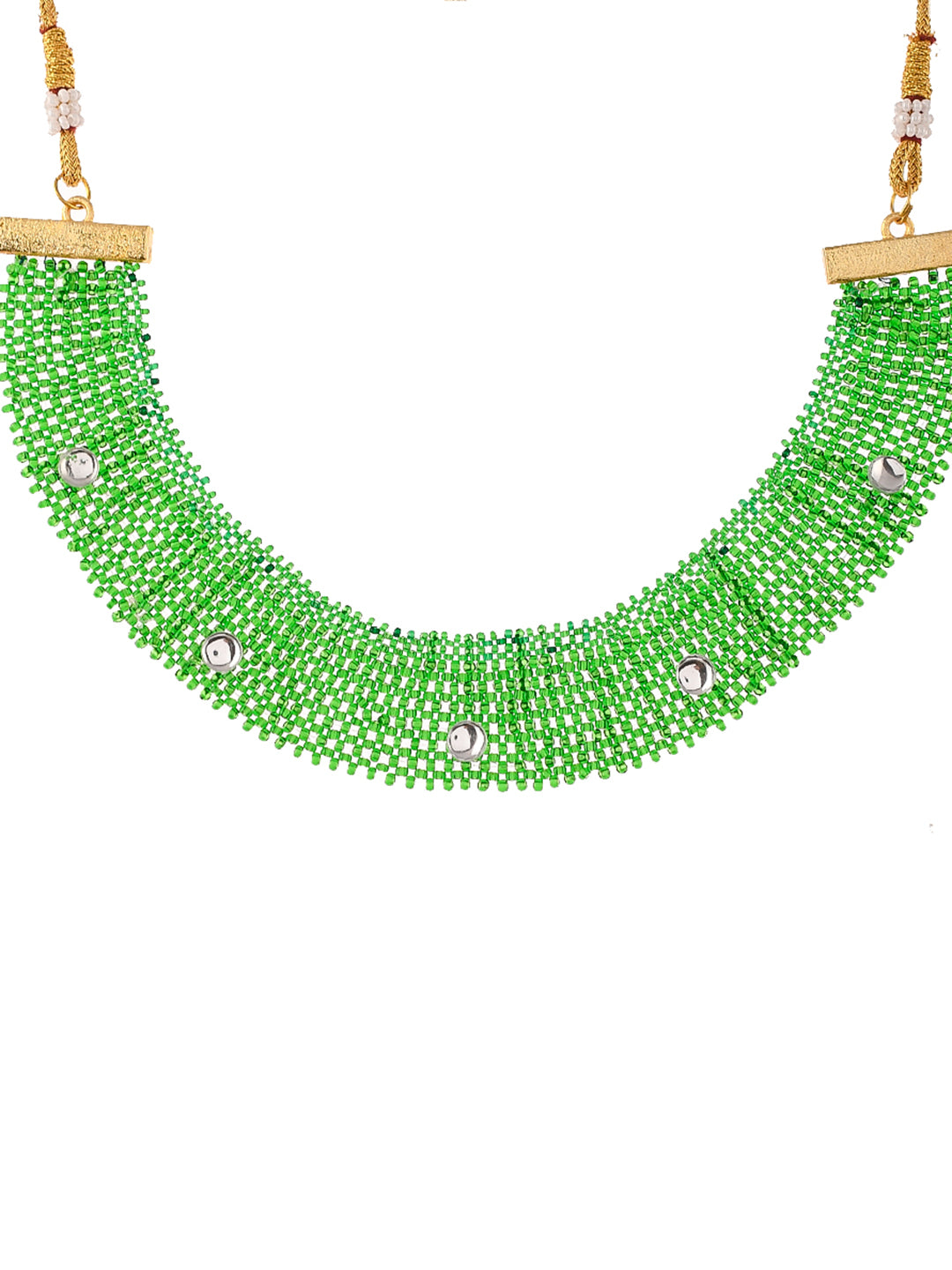 Gold Plated Green Beads Choker Necklace