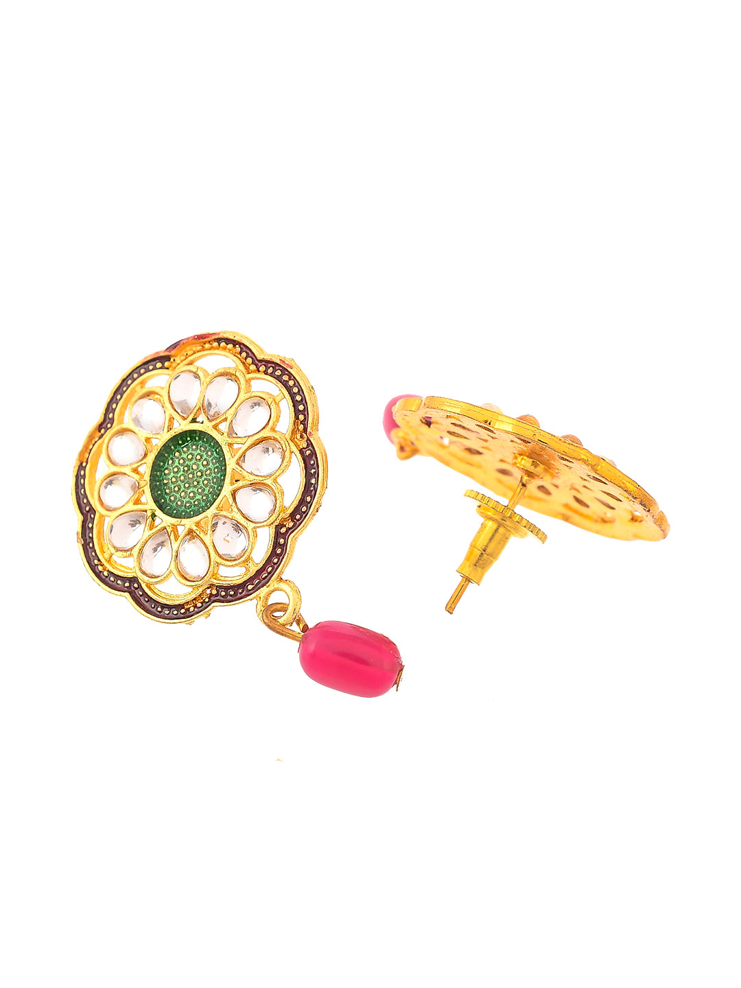Gold Plated Pearl Kundan Brooch Choker Jewellery Set