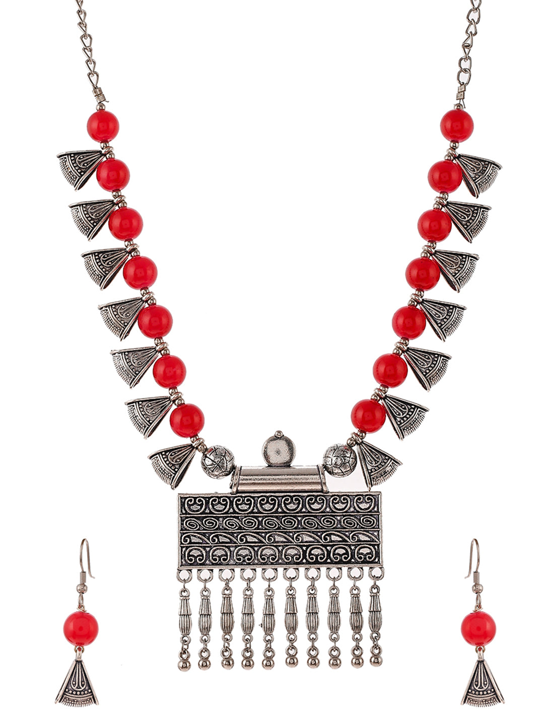 Silver Plated Oxidised Handcrafted Jewellery Set