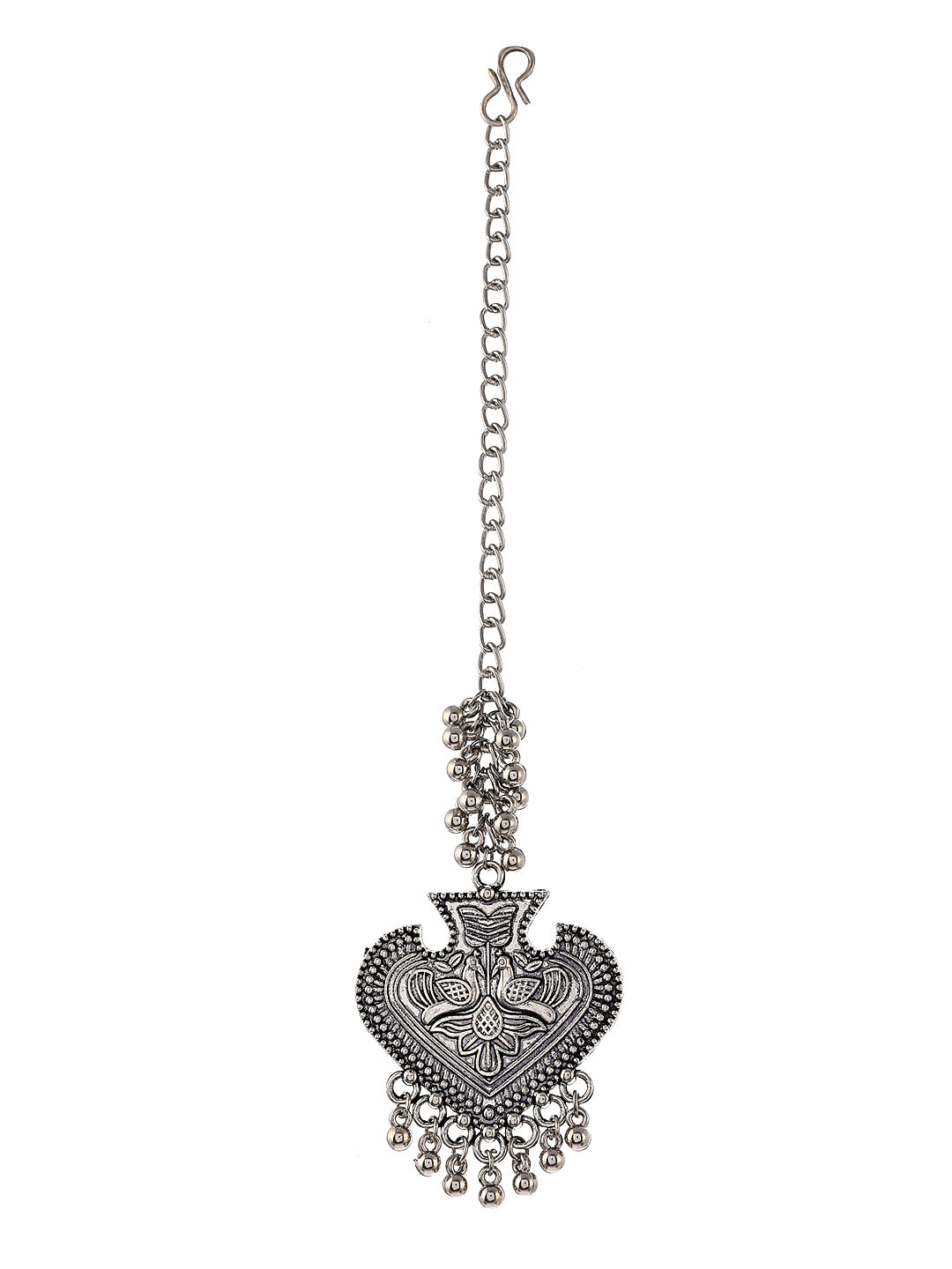 Silver Plated Oxidised Handcrafted Ghungroo Maang Tikka For Women