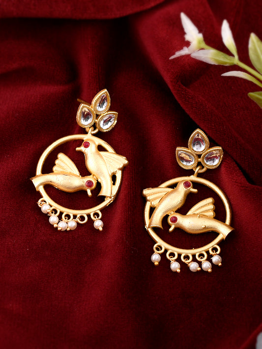 Gold Plated Bird Handcrafted Drop Earrings for Women Online