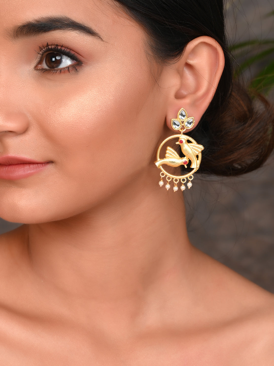 Gold Plated Bird Handcrafted Drop Earrings