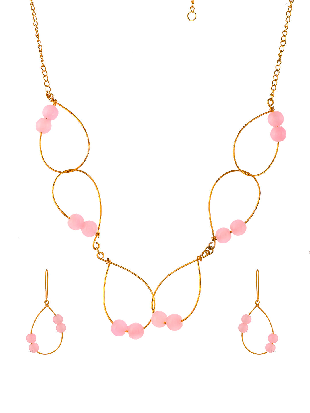 Gold Plated Pink Quartz Western Jewellery Set