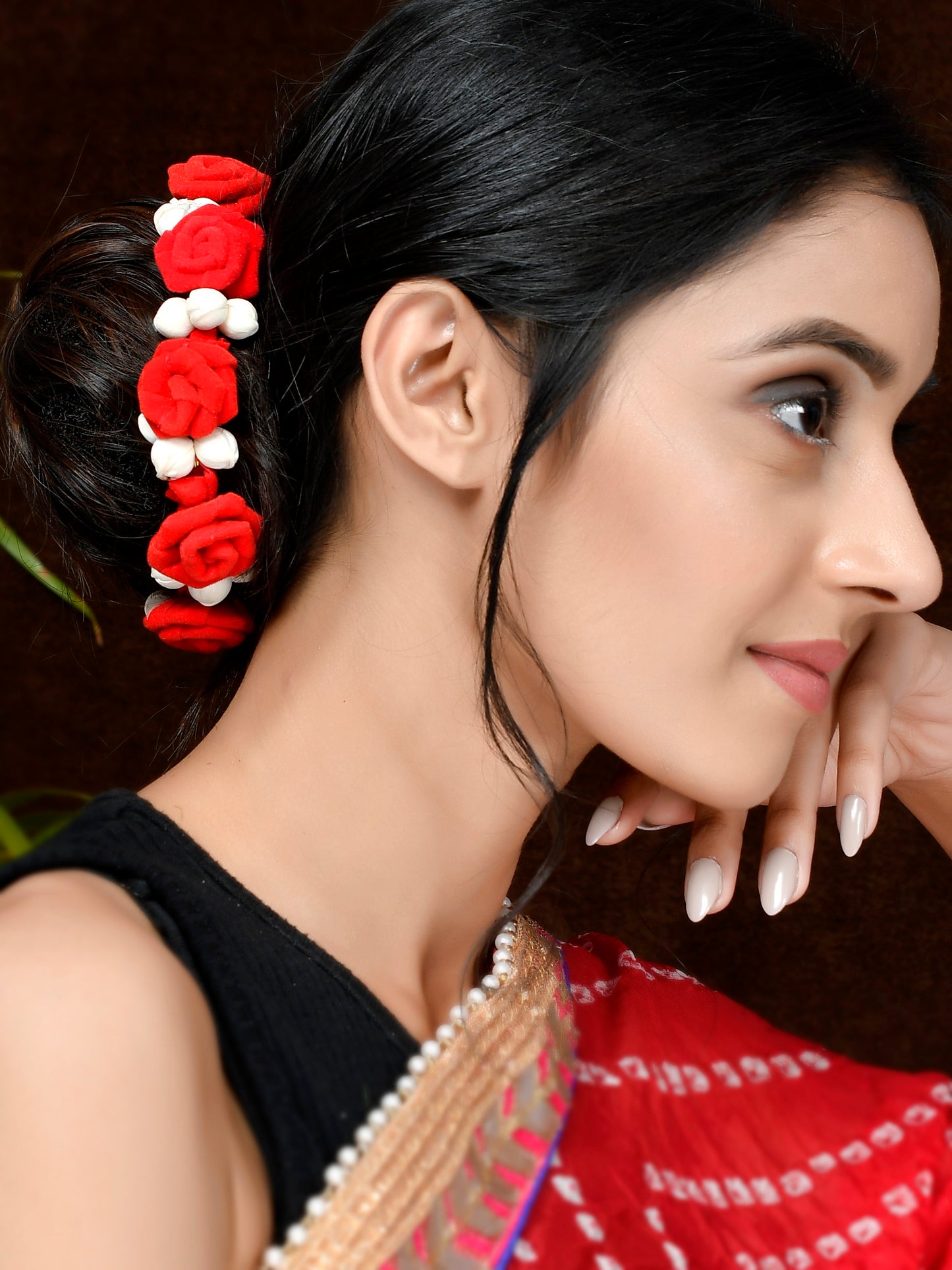 Women Red & Gold Tone Embellished Juda Hair Accessory Set Online