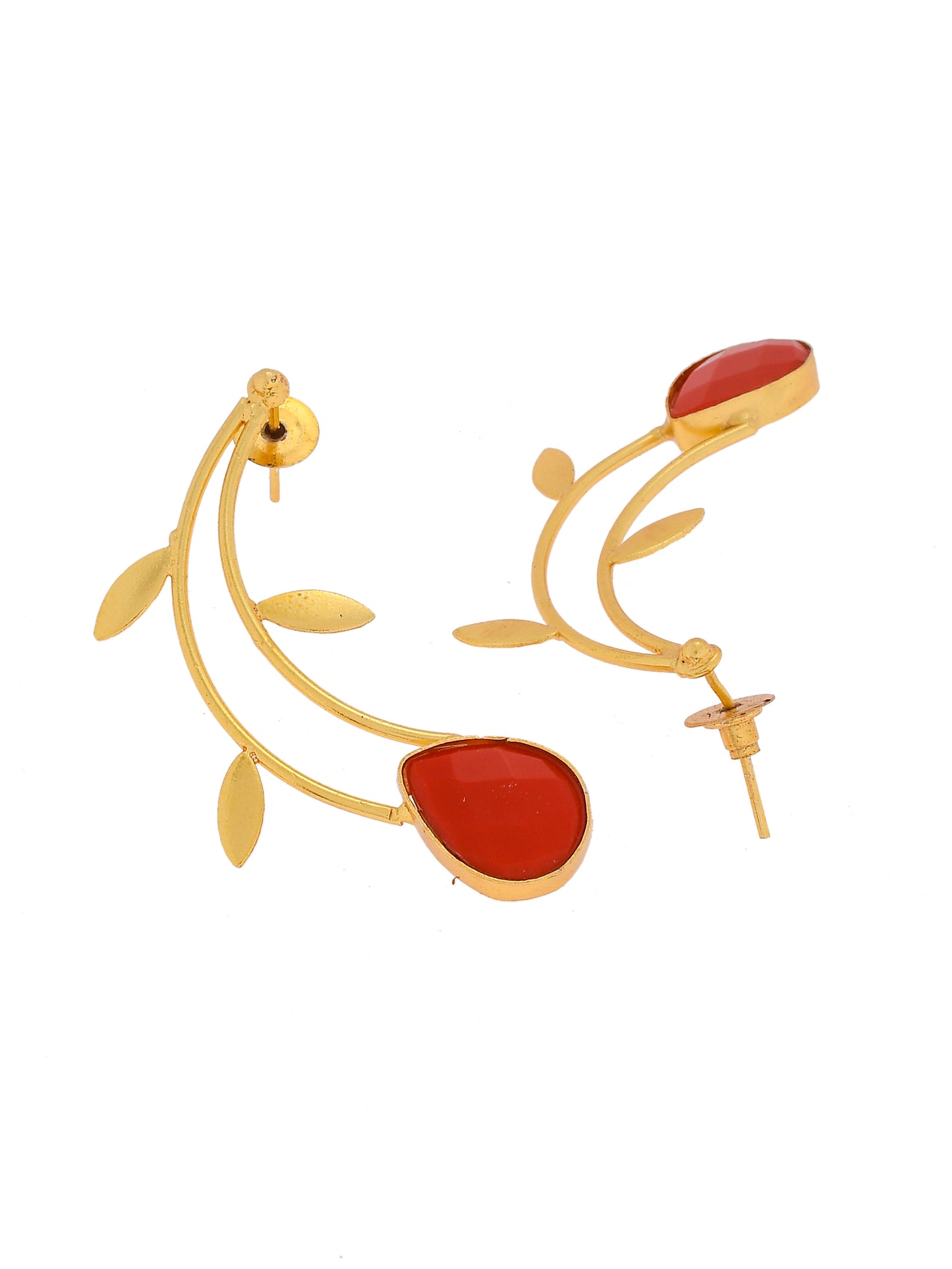 Gold-Plated Leaf Shaped Drop Earrings