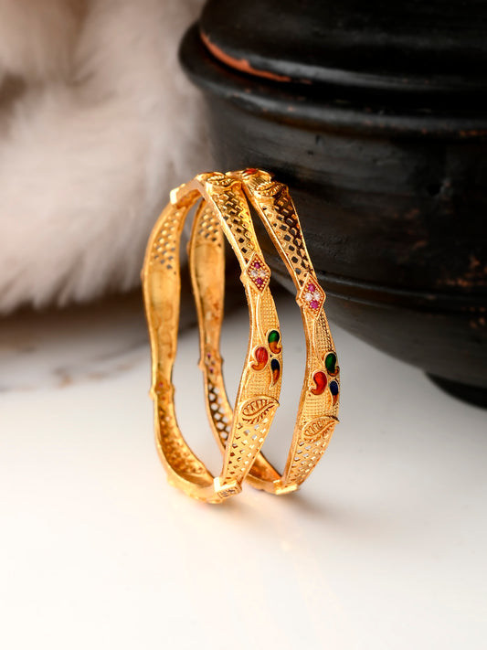 Set Of 2 Gold Plated Handcrafted Bangles