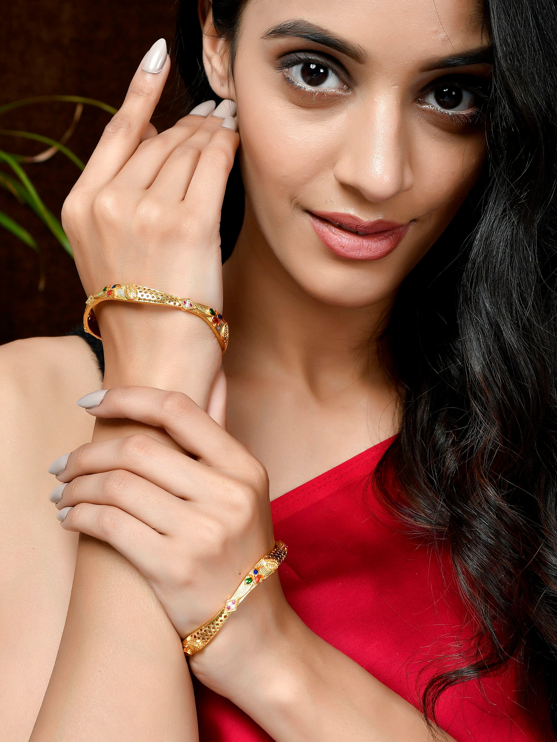 Set Of 2 Gold Plated Handcrafted Bangles