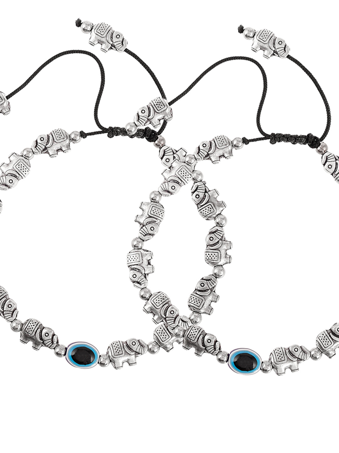 Silver Plated Oxidized Evil Eye Anklet for women