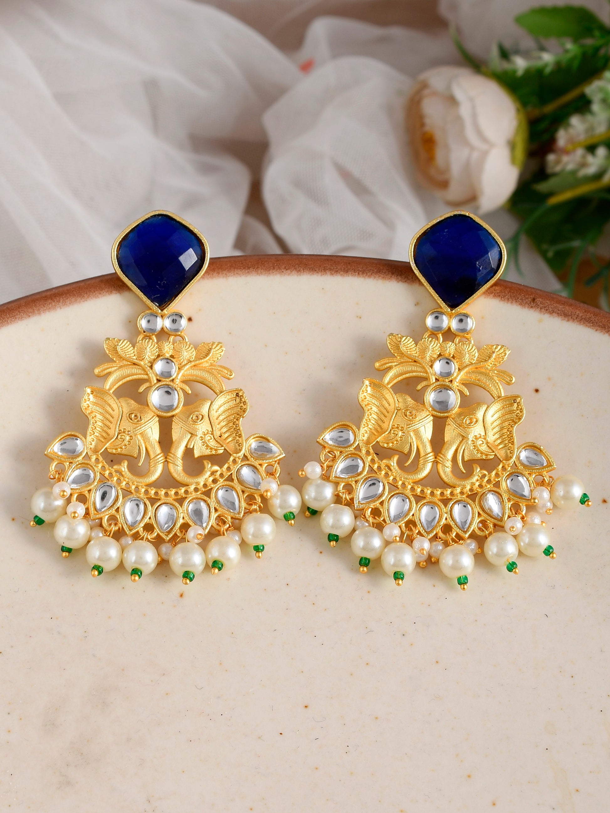 Gold Plated Kundan Earrings for Women