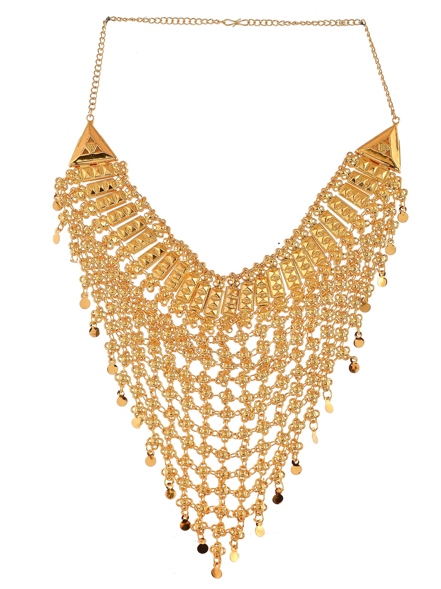 Gold Plated Handcrafted Layered Heavy Necklace