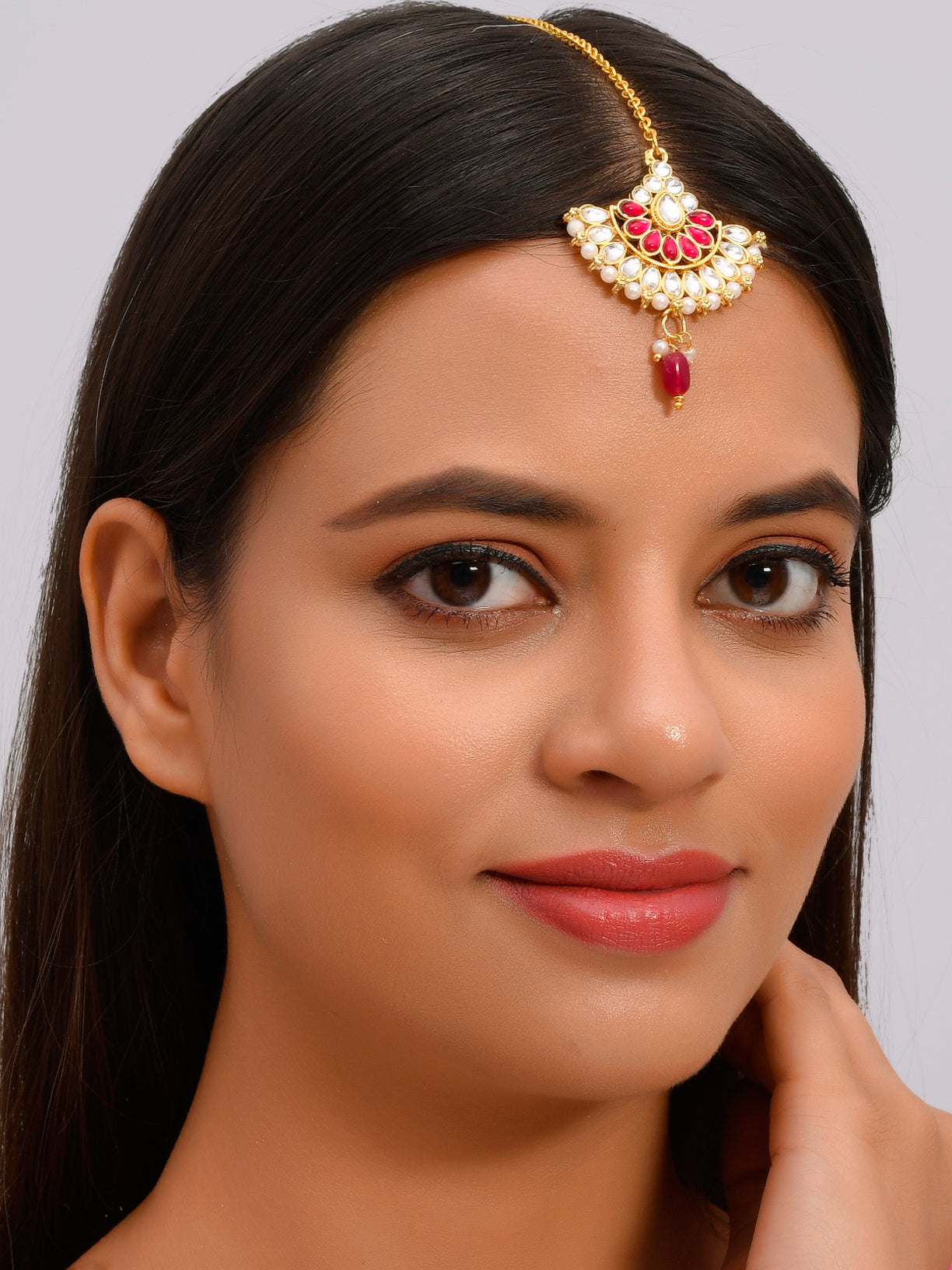 Gold plated Trishala Kundan Maangtika head jewellery