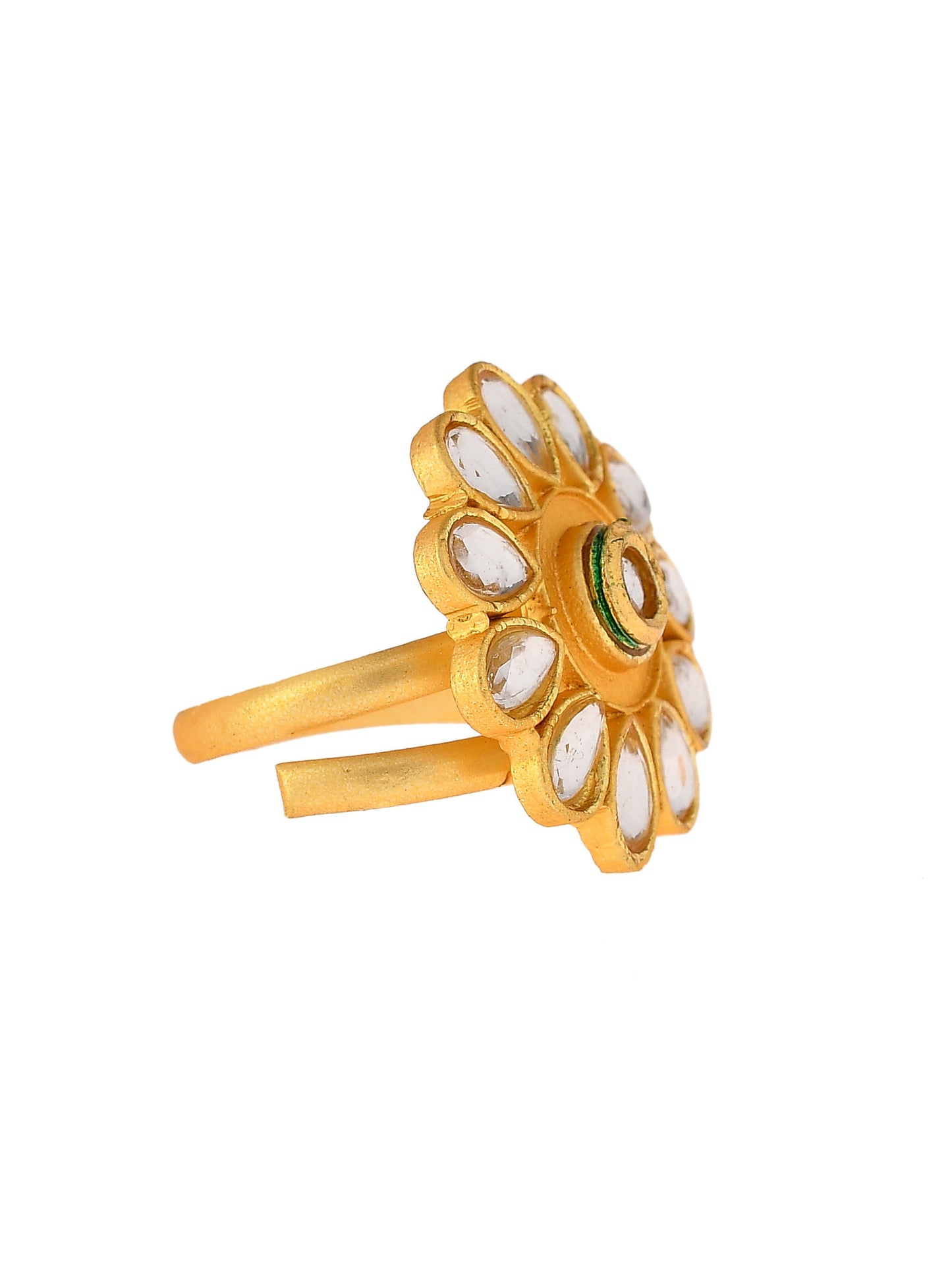 Kundan Floral Ethnic Adjustable Finger Ring