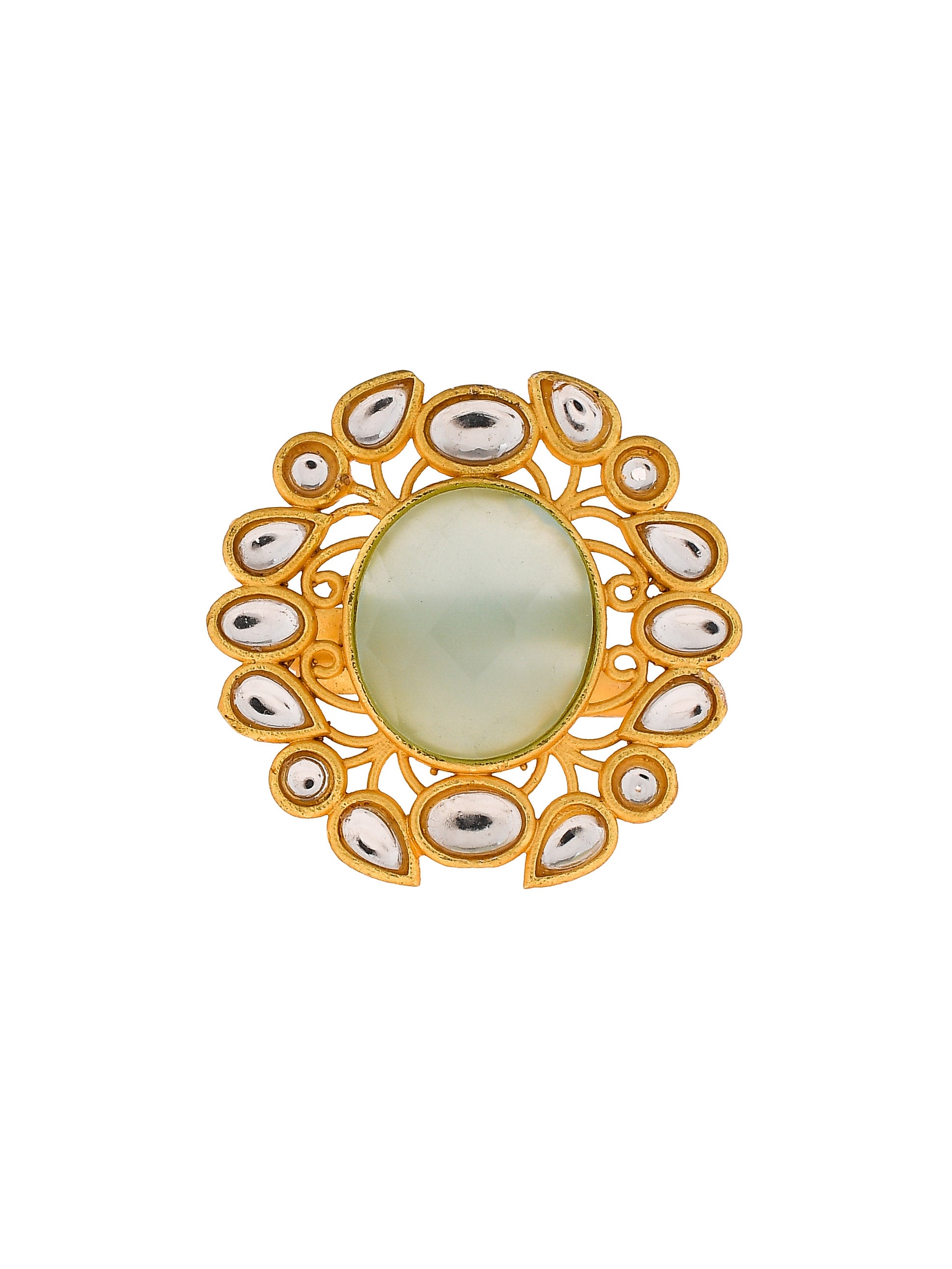 Kundan Floral Adjustable Finger Ring