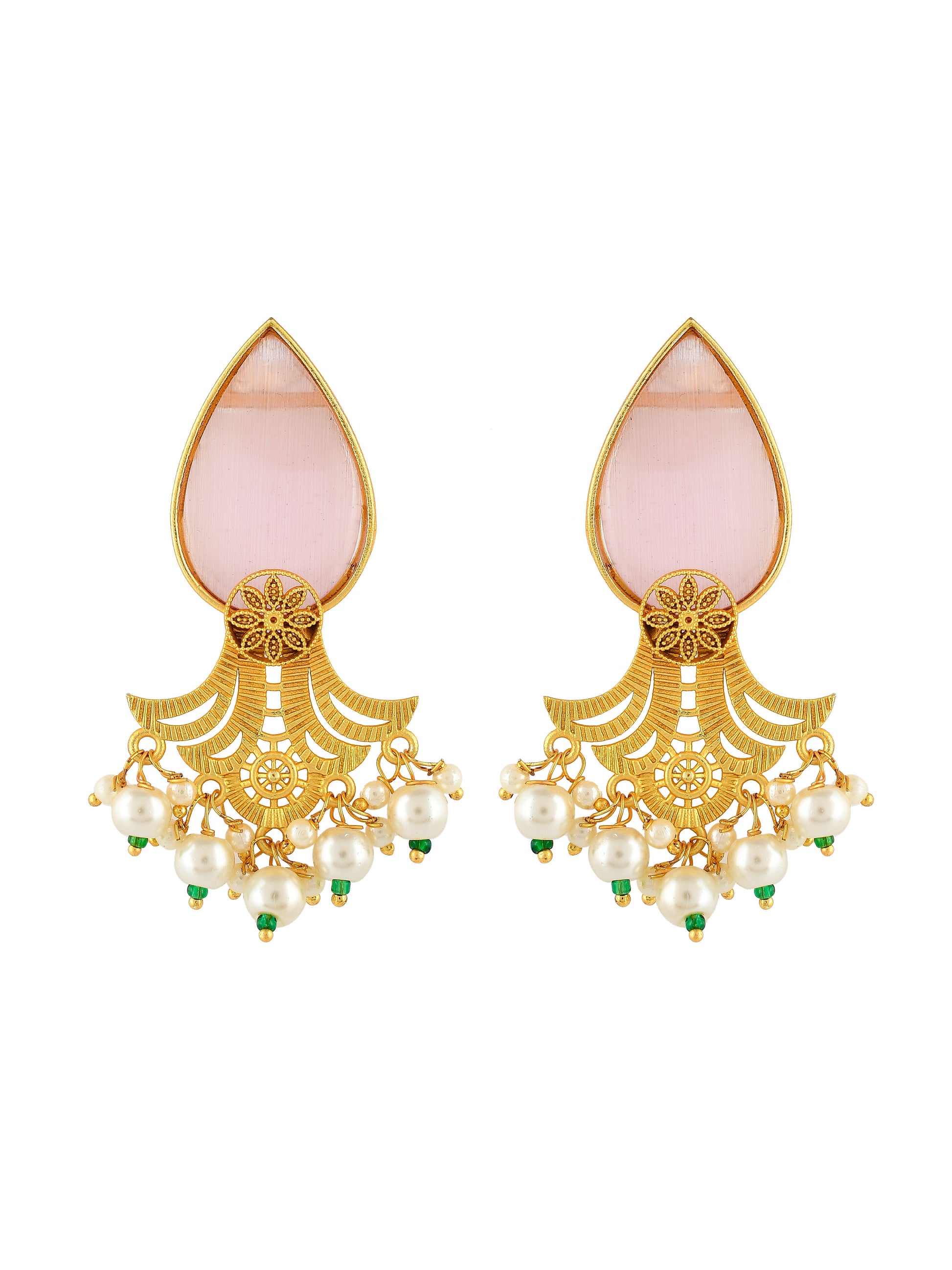 Gold-Toned Contemporary Jhumkas Earrings