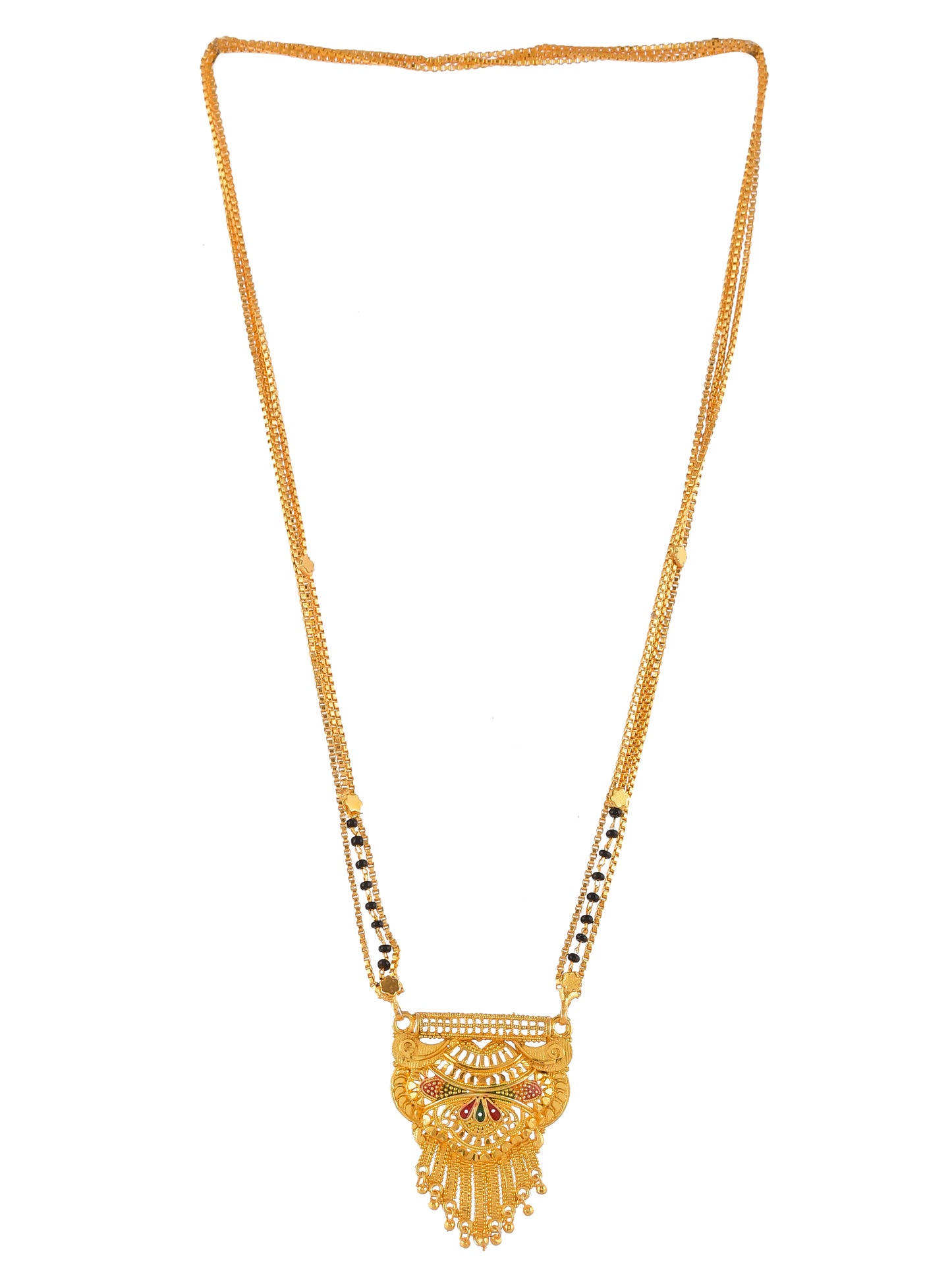 Gold Plated Black Beads Mangalsutra Chain Necklace