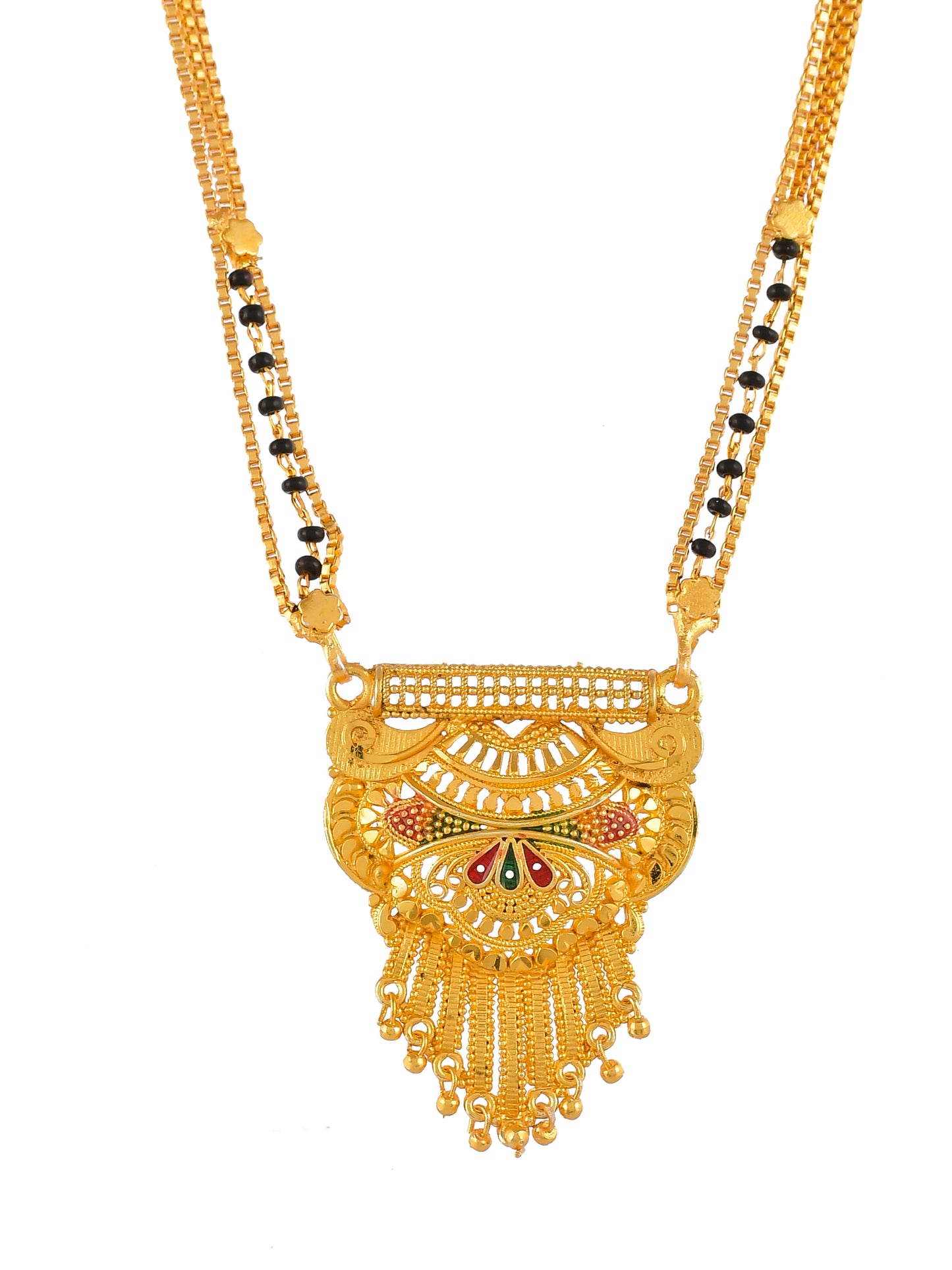 Gold Plated Black Beads Mangalsutra Chain Necklace