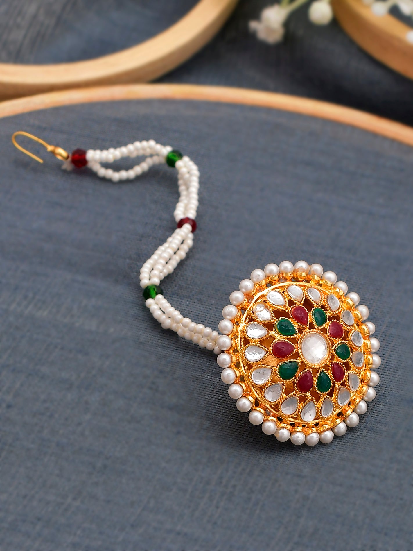 Traditional Pearl Borla Mangtika - Head Jewellery for Women Online