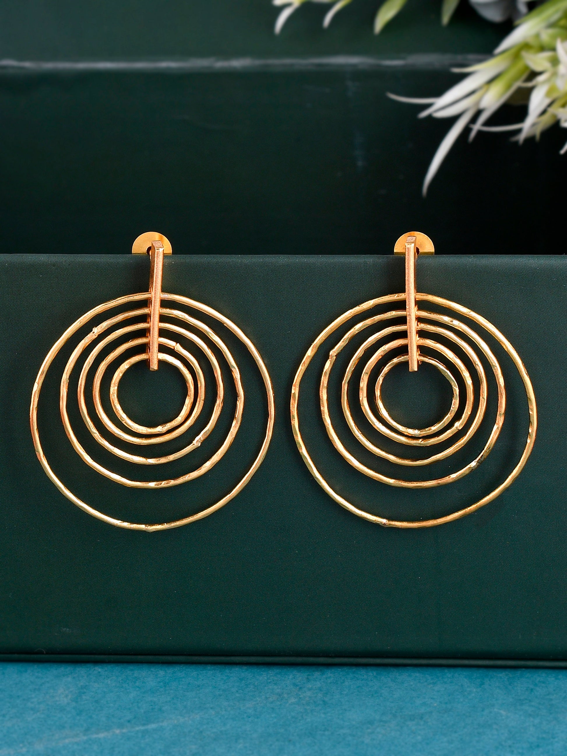 Gold-Plated Contemporary Drop Earrings