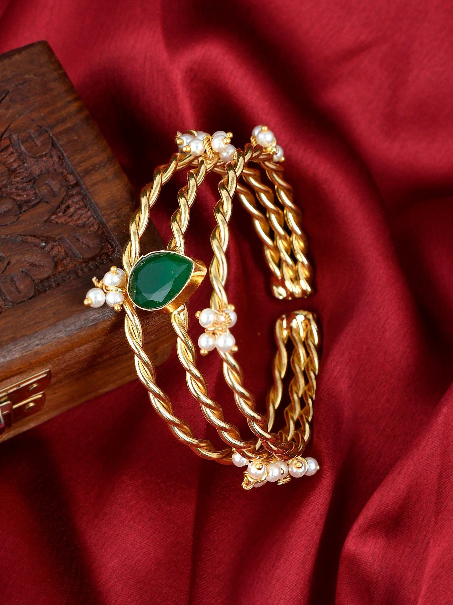 Pearl Triple Gold Plated Bracelets for Women Online