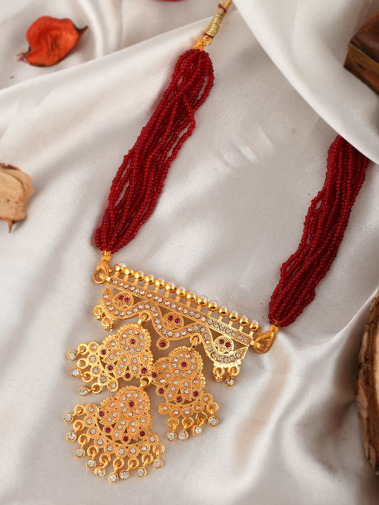 Gold Plated Rajasthani Ethnic Layered Long Necklace