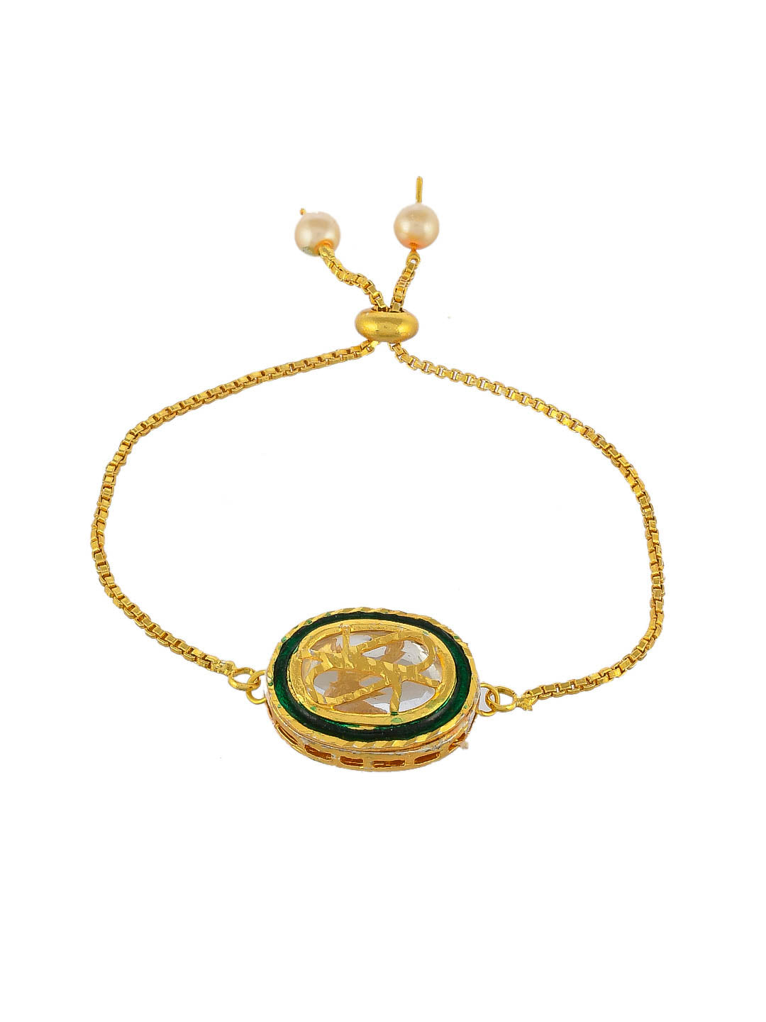 Gold Plated Ethnic Handmade Thewa Kundan Bracelet For Girls Women