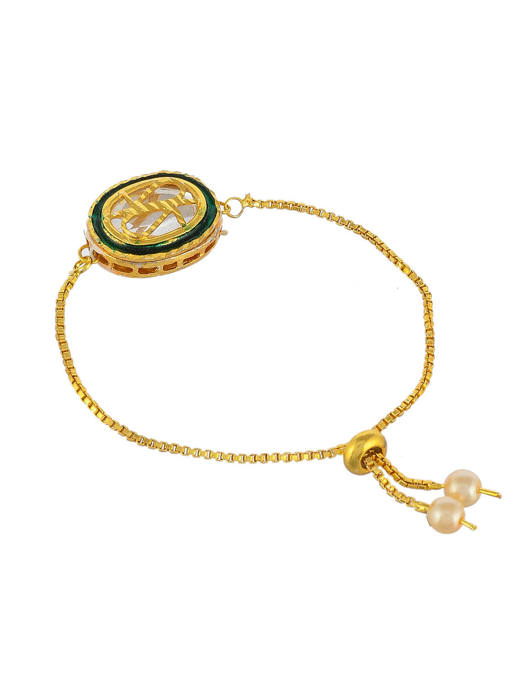 Gold Plated Ethnic Handmade Thewa Kundan Bracelet For Girls Women