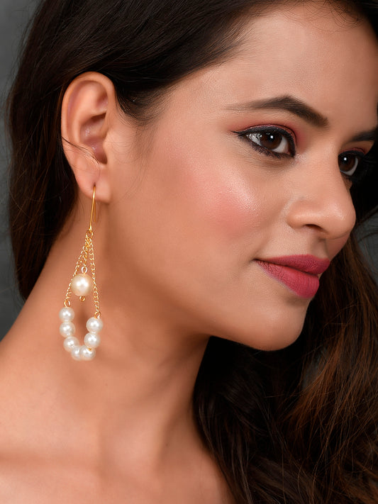 Gold Plated Chain Pearl Earrings for Women Online