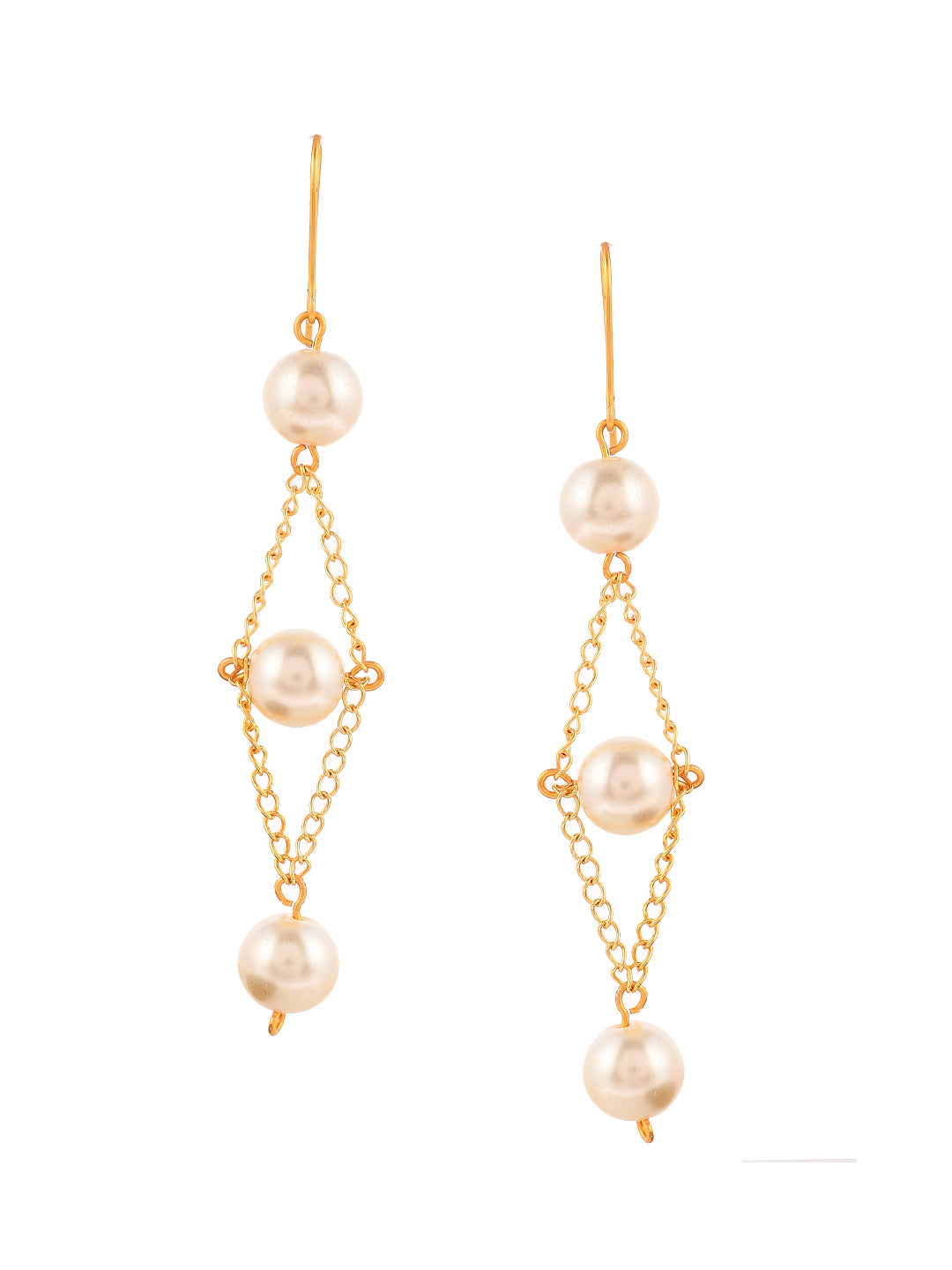 Gold Plated Pearl Drop Dangle Earrings