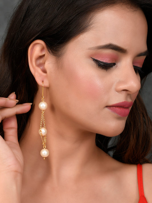 Gold Plated Pearl Drop Dangle Earrings for Women Online