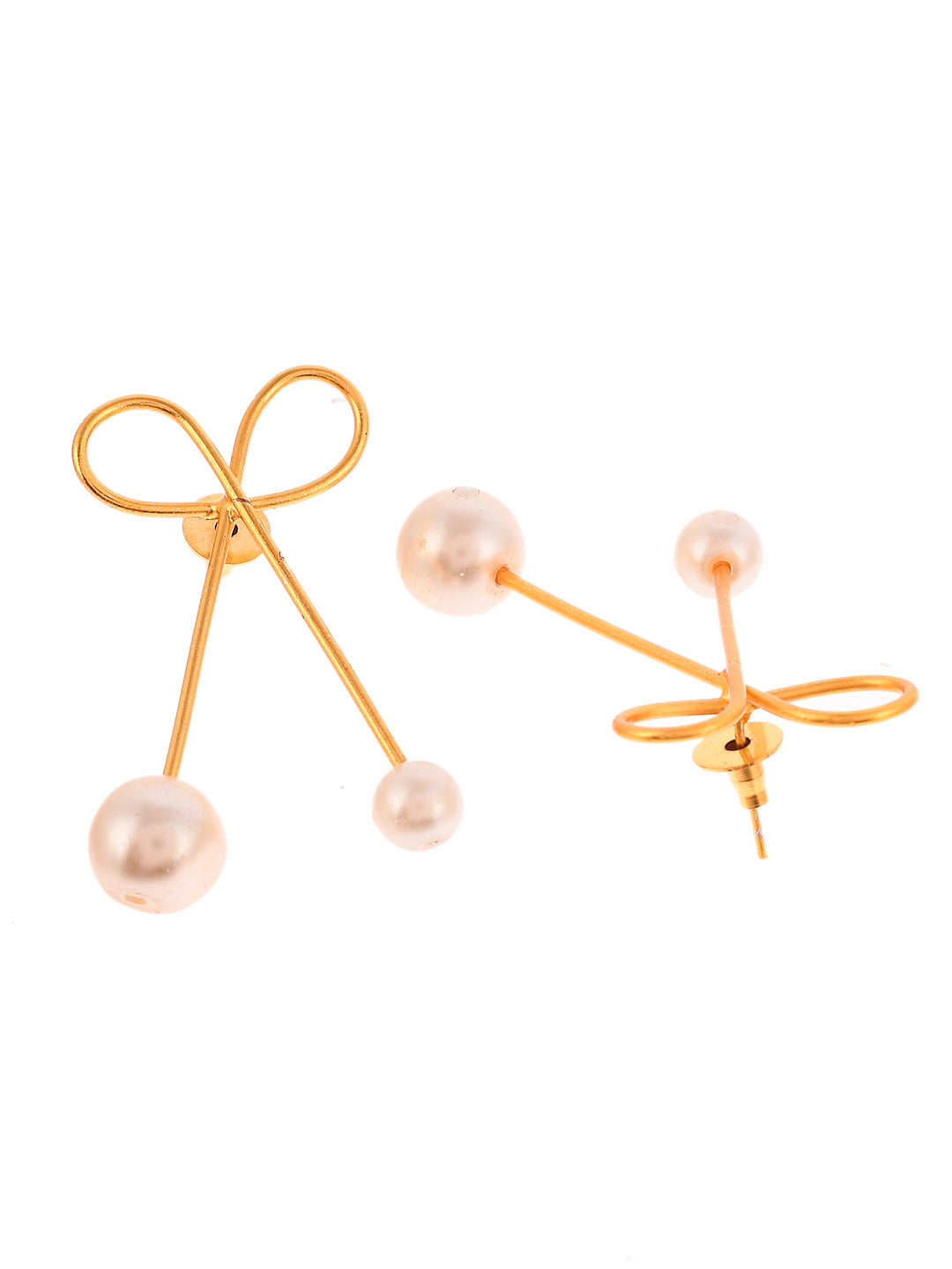 Gold Plated Knot Pearl Earrings For Women