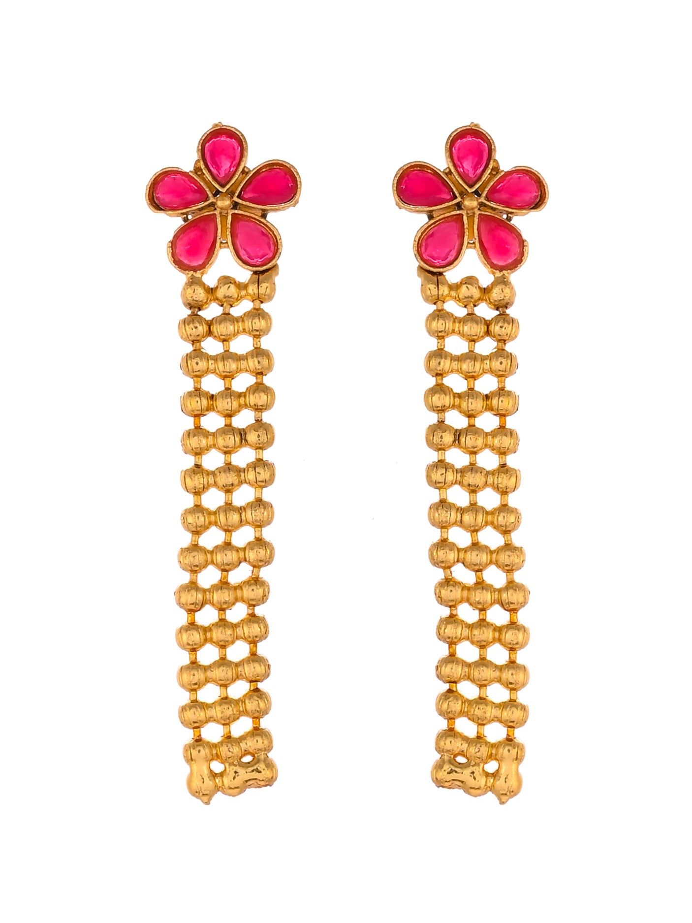 Gold Plated Floral Handcrafted Long Jewellery Set