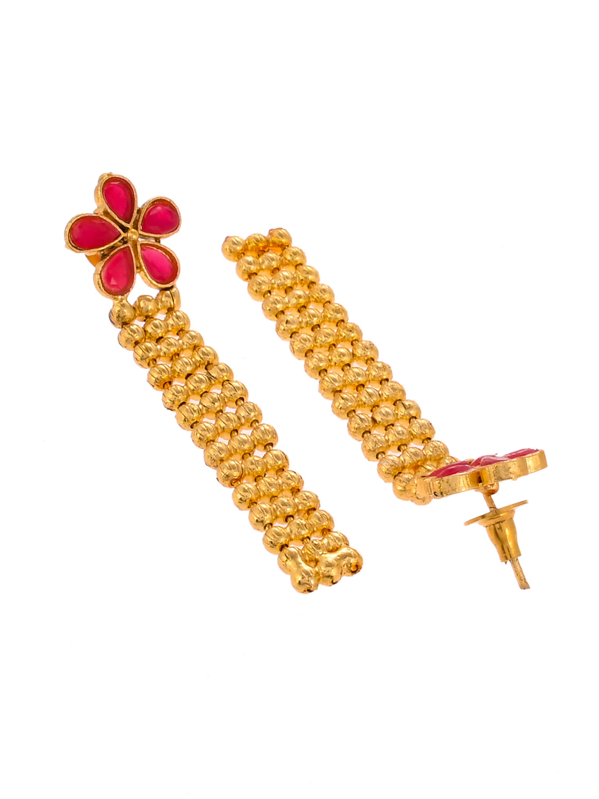Gold Plated Floral Handcrafted Long Jewellery Set