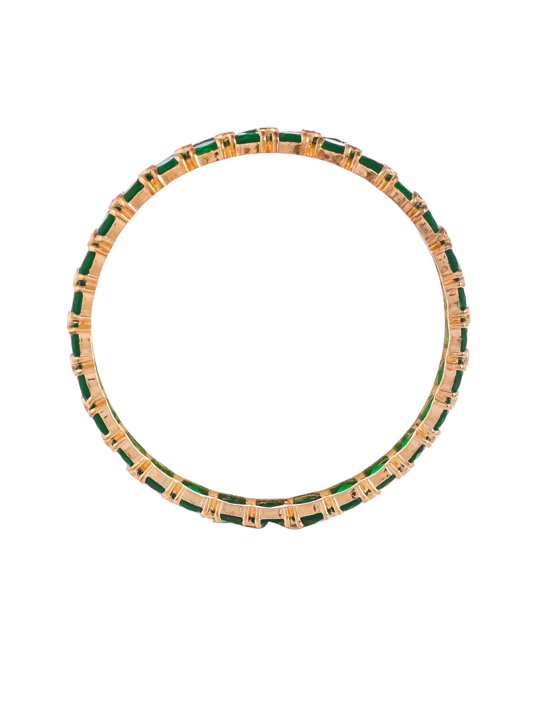 Set Of 2 Gold Plated Green Ad Stone Studded Handcrafted Bangles