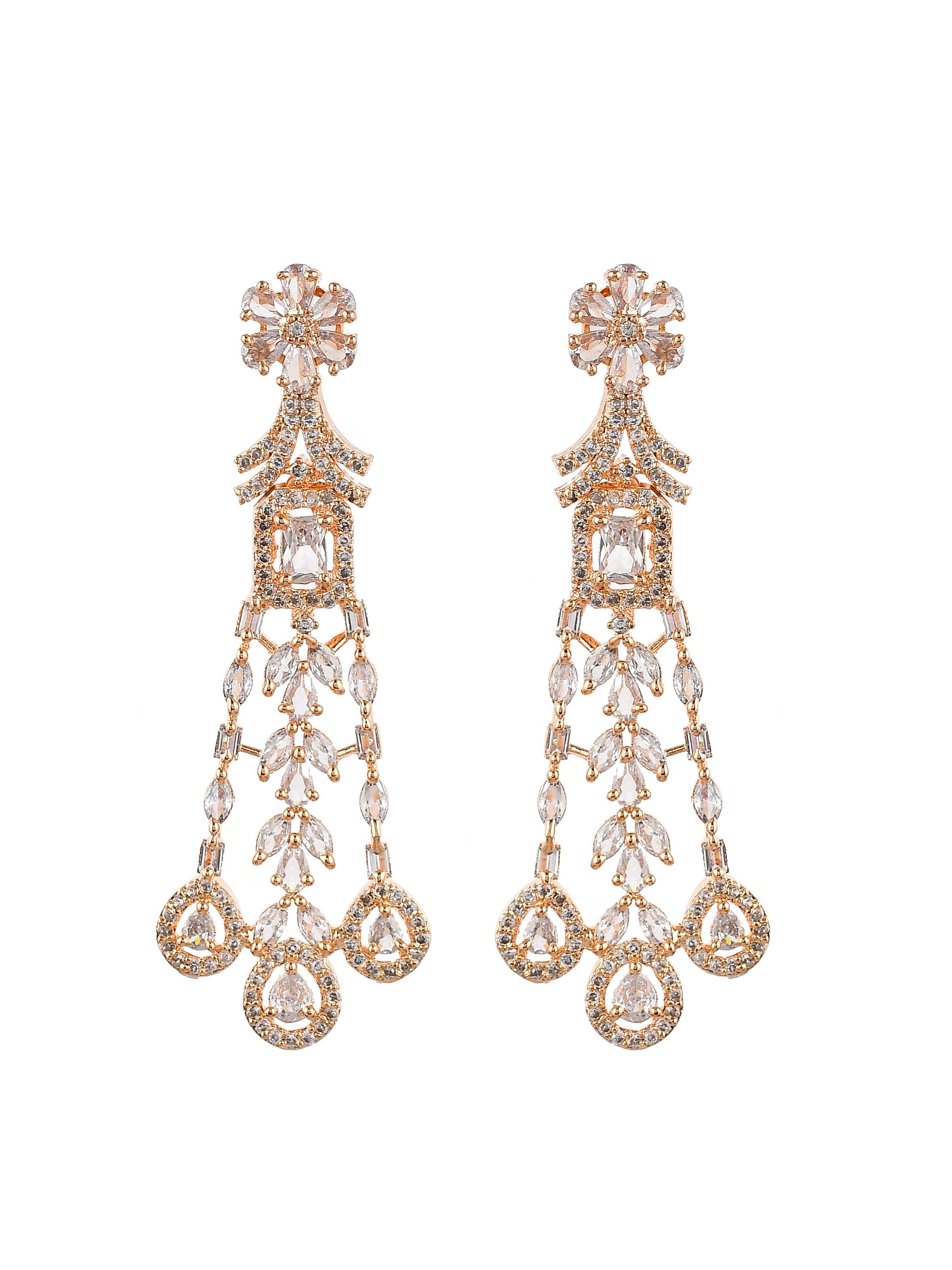 Rose Gold Contemporary Drop Earrings