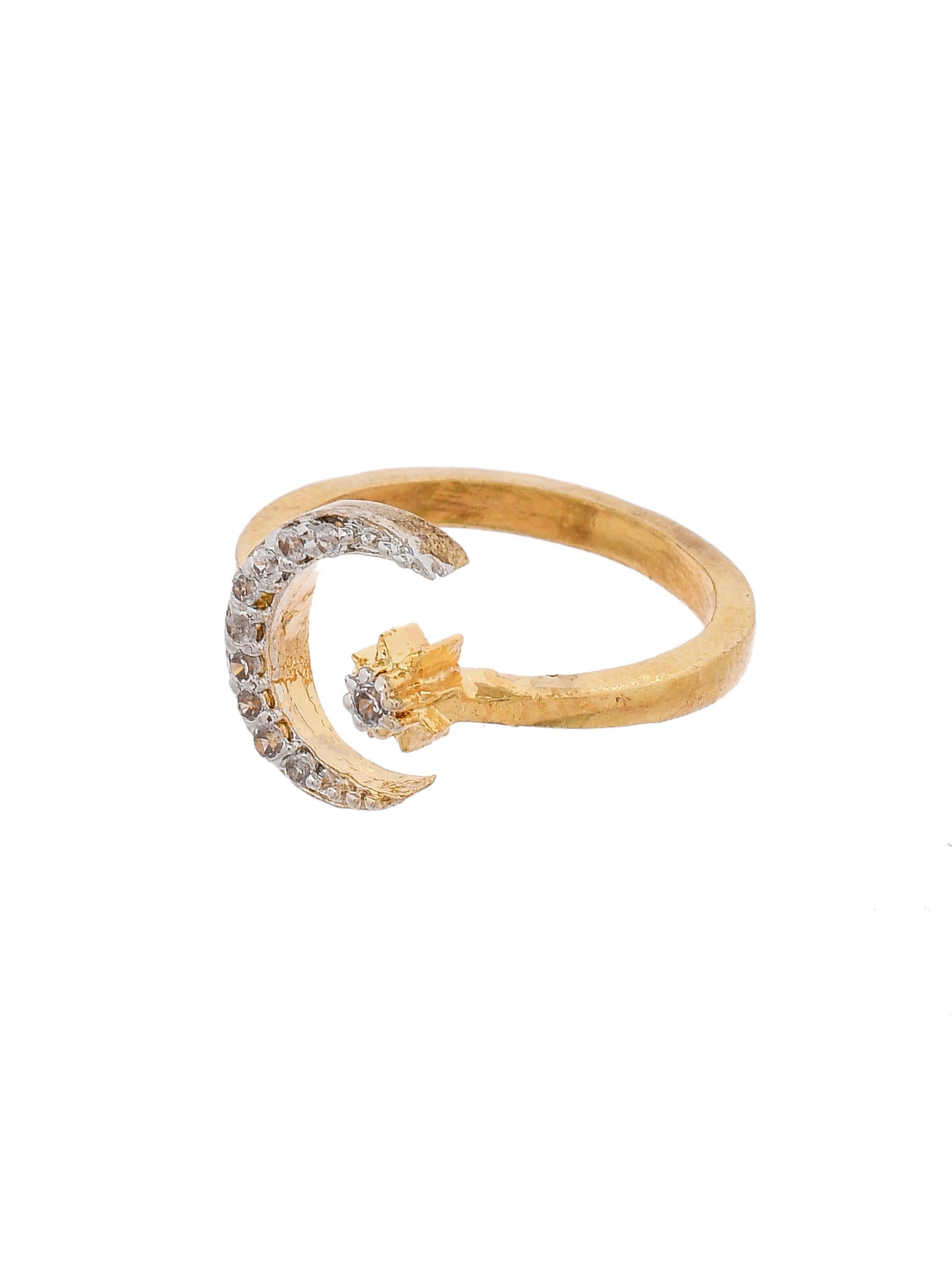 Gold Plated Cubic Zirconia Finger Ring With Earrings