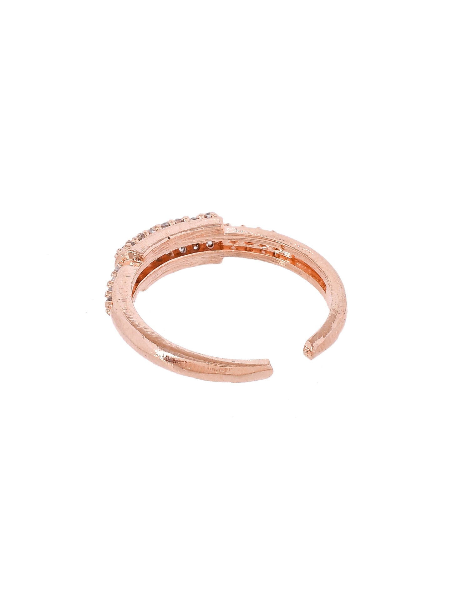 Rose Gold American Diamond Finger Ring with Earrings