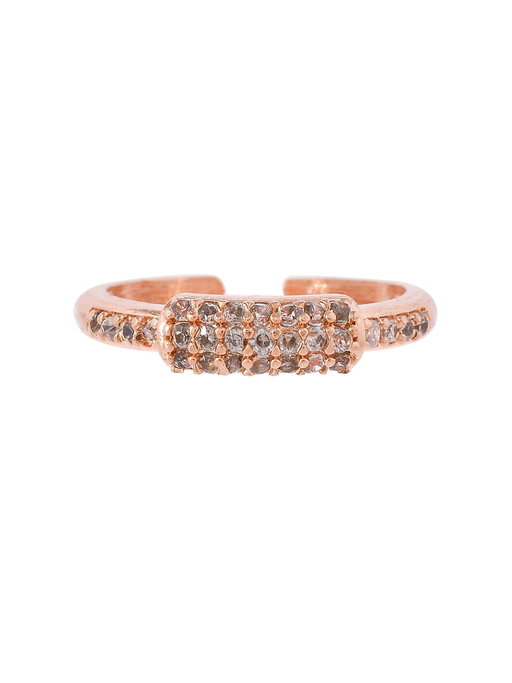 Rose Gold American Diamond Finger Ring with Earrings