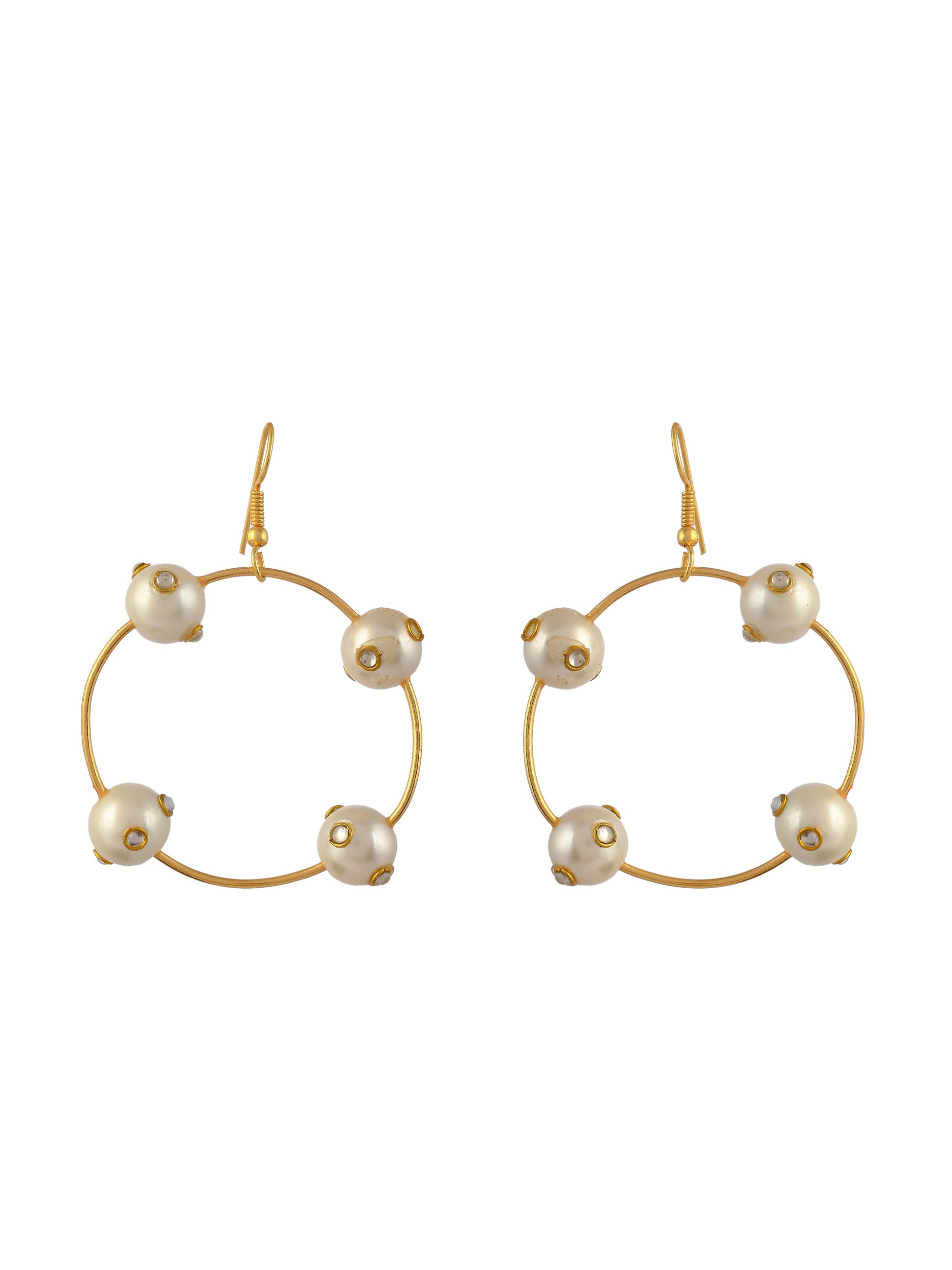 Gold Toned Circular Western Drop Earrings
