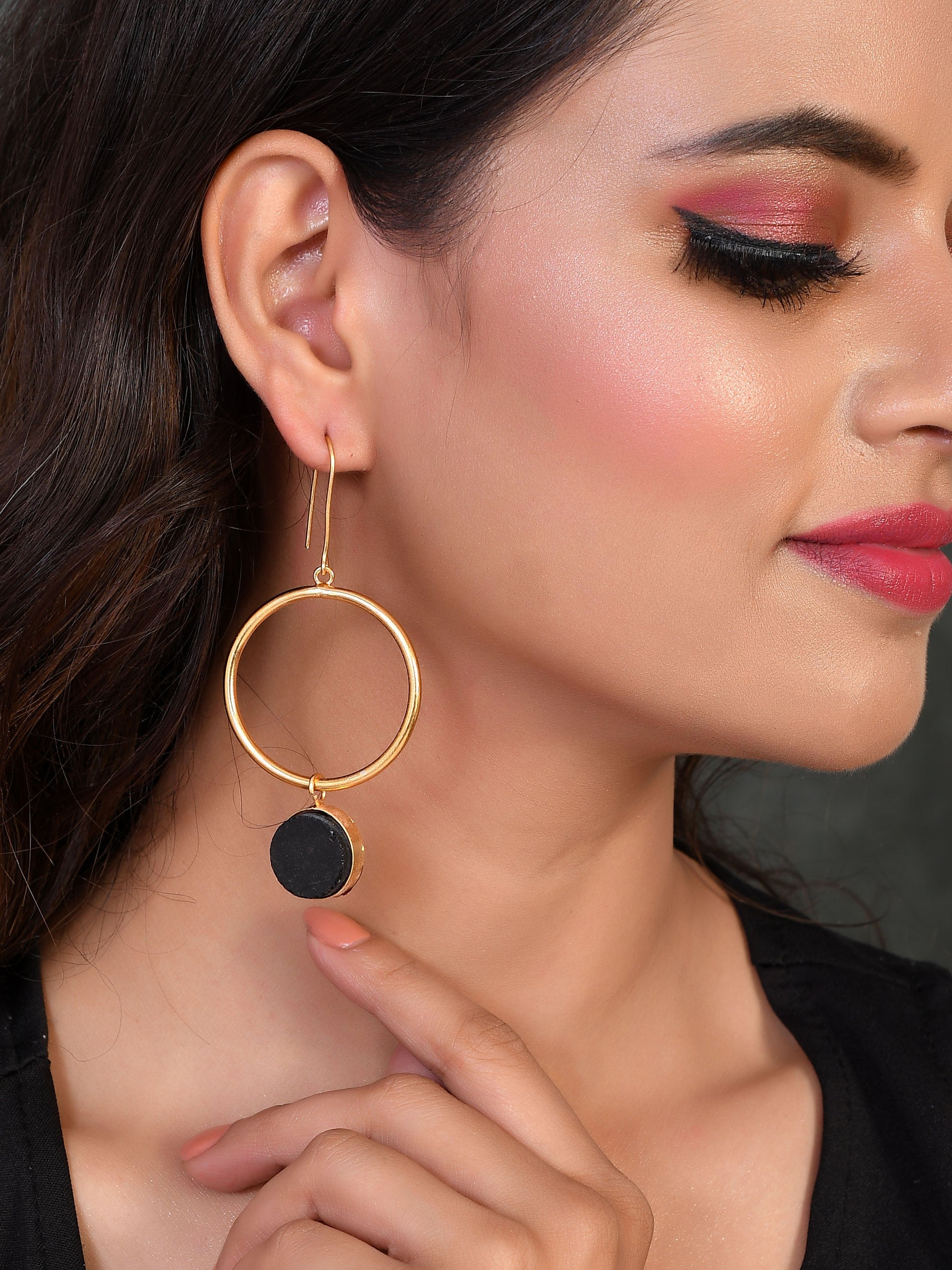 Gold Plated Circular Drop Earring