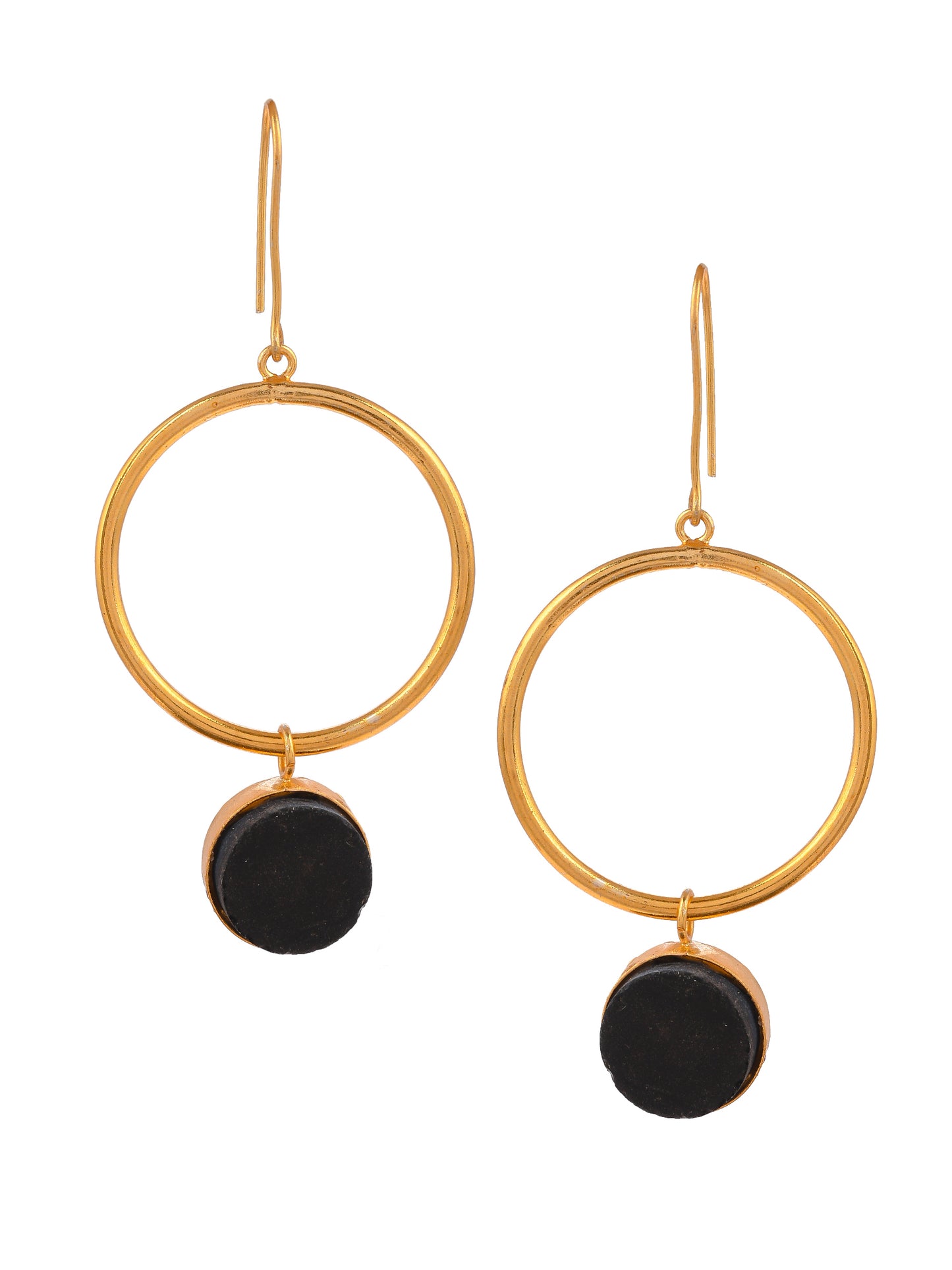 Gold Plated Circular Drop Earring