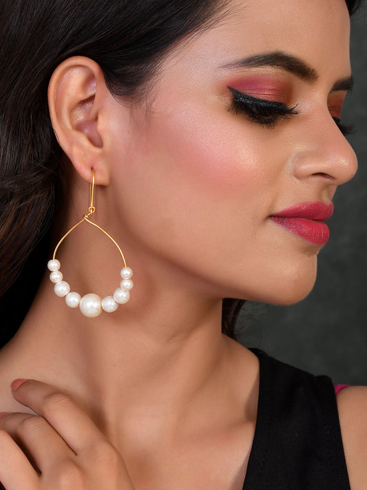 Gold Tone Pearl Drop Dangle Western Earrings for Women Online