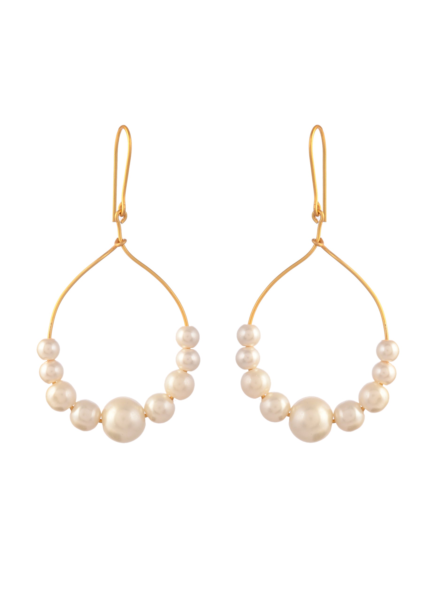 Gold Tone Pearl Drop Dangle Western Earrings